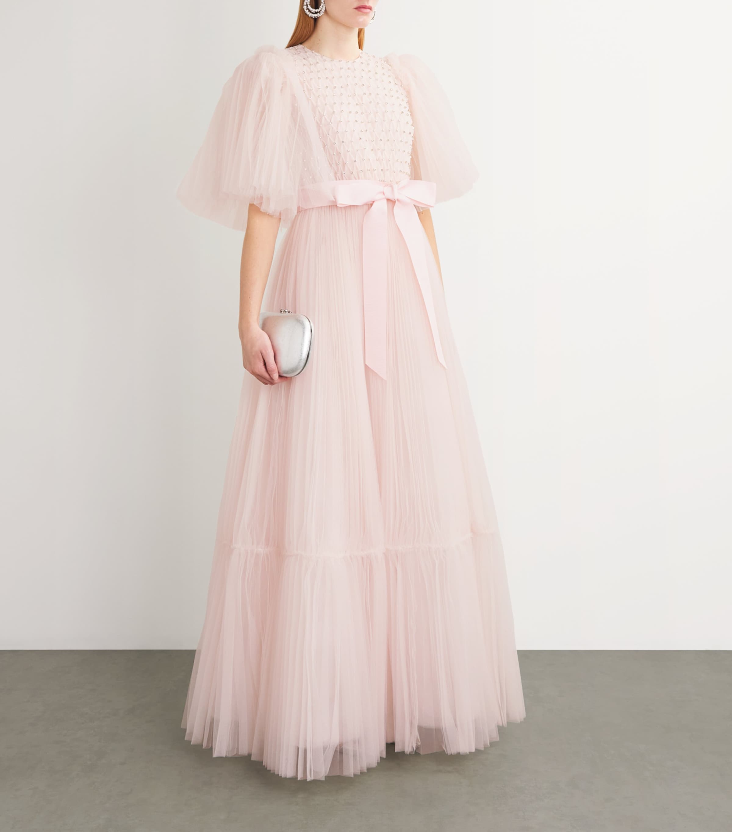 Huishan Zhang Womens Tulle Embellished January Gown Mauve Image 2