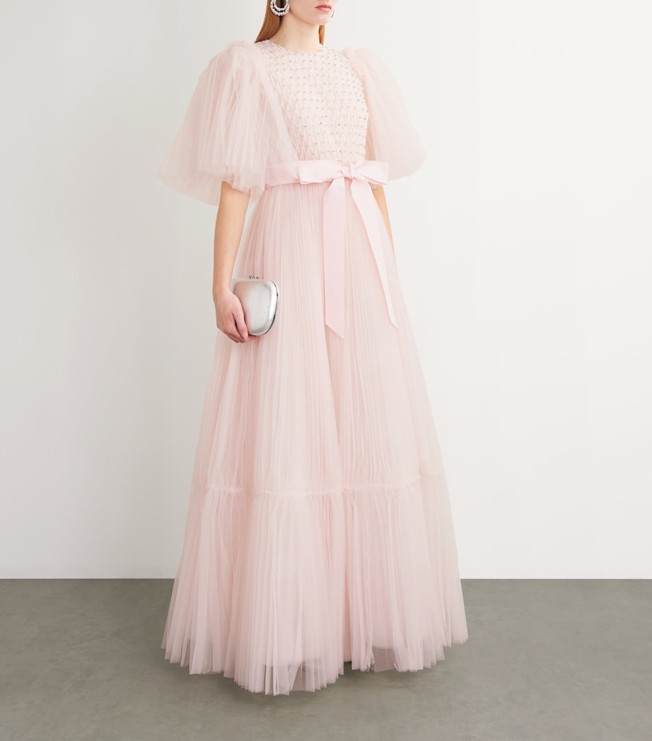 Huishan Zhang Womens Tulle Embellished January Gown Mauve Image 2
