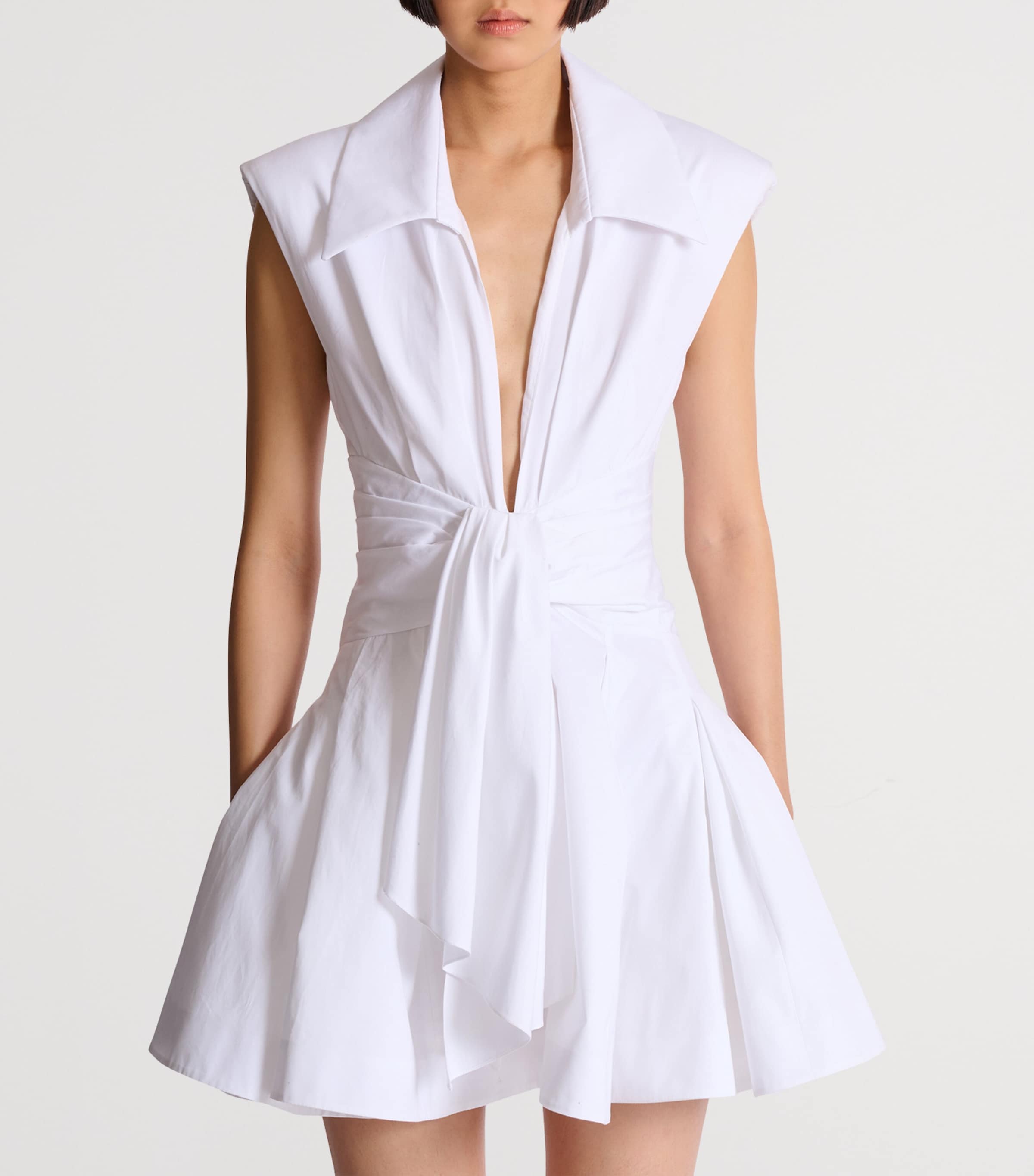 Balmain Womens Cotton Shirt Mini Dress Blanc Optique Image 2