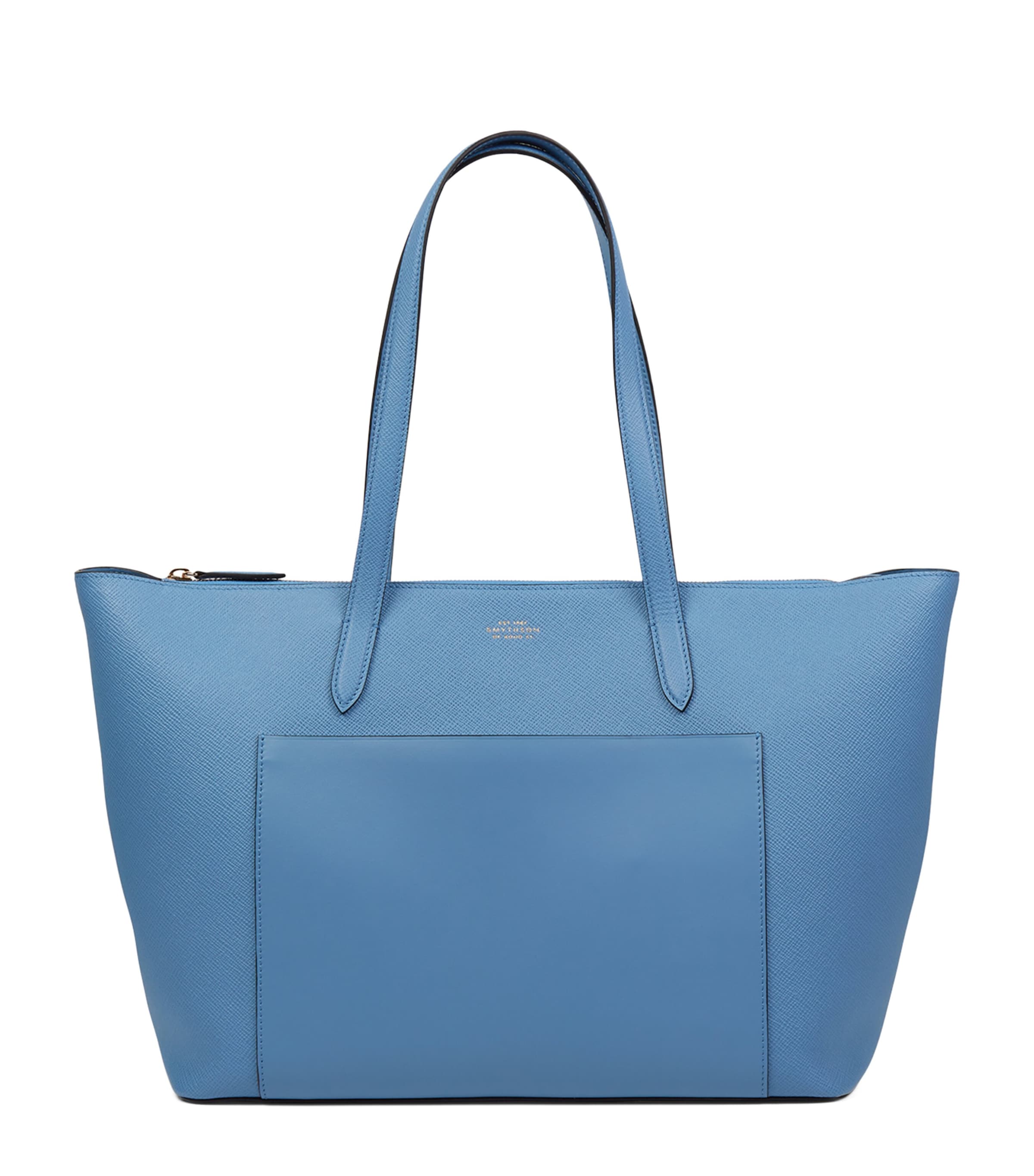 Smythson East West Tote Bag With Zip In Blue