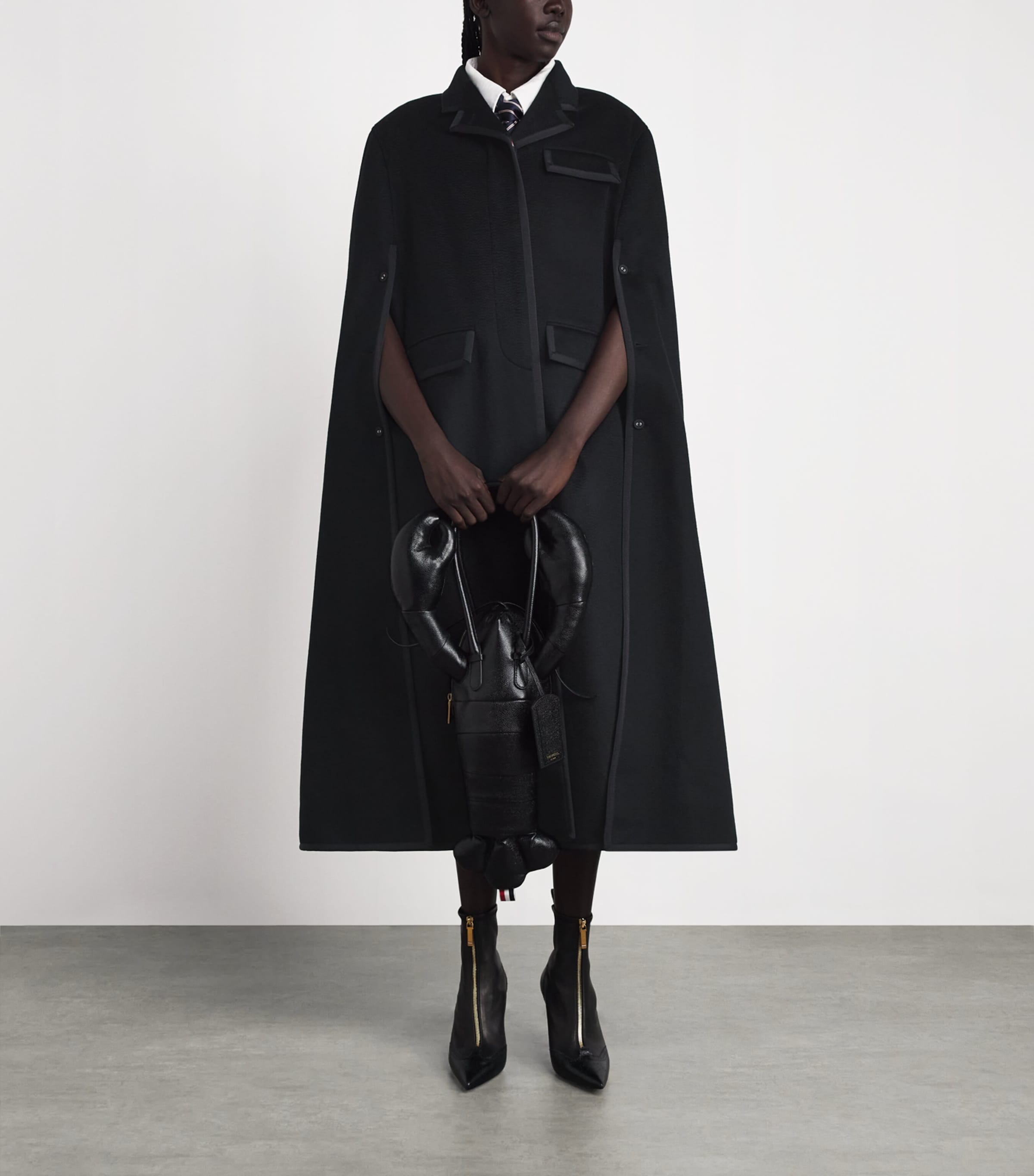 Thom Browne Womens Cashmere Browne 65 Chesterfield Cape Black Image 2