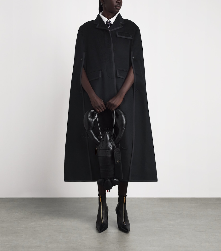 Thom Browne Womens Cashmere Browne 65 Chesterfield Cape Black Image 2