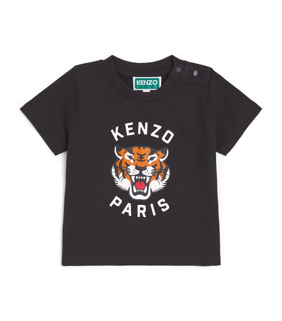 Kenzo Kids Cotton Tiger T-Shirt (6 Months-4 Years) Light Grey Image 1