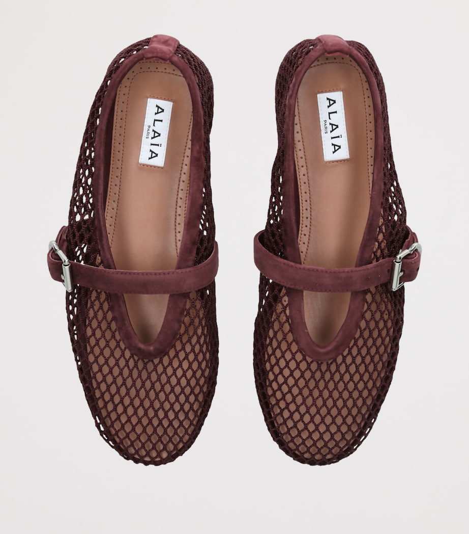 Alaïa Mesh Ballet Flats Wine Image 3