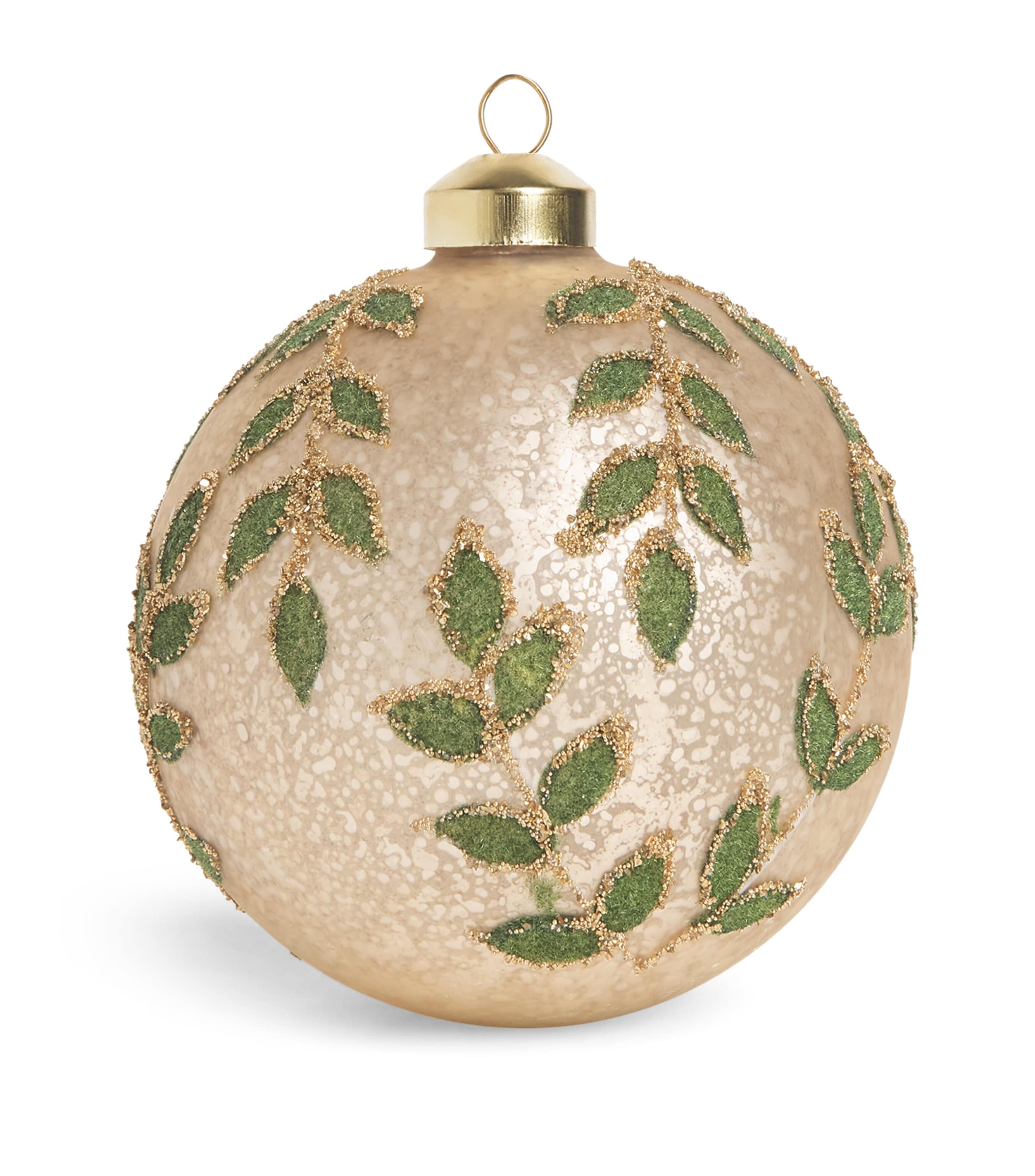 Shishi Antique Glitter Leaf Bauble Gold Image 1