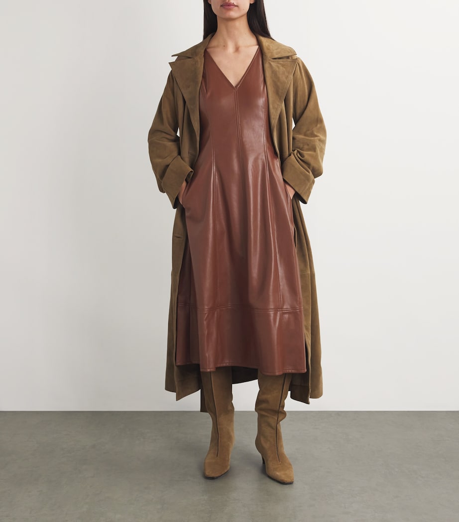 PAIGE Brown Faux Leather Fiorella Midi Dress | Harrods UK PAIGE Brown Faux Leather Fiorella Midi Dress | Harrods UK