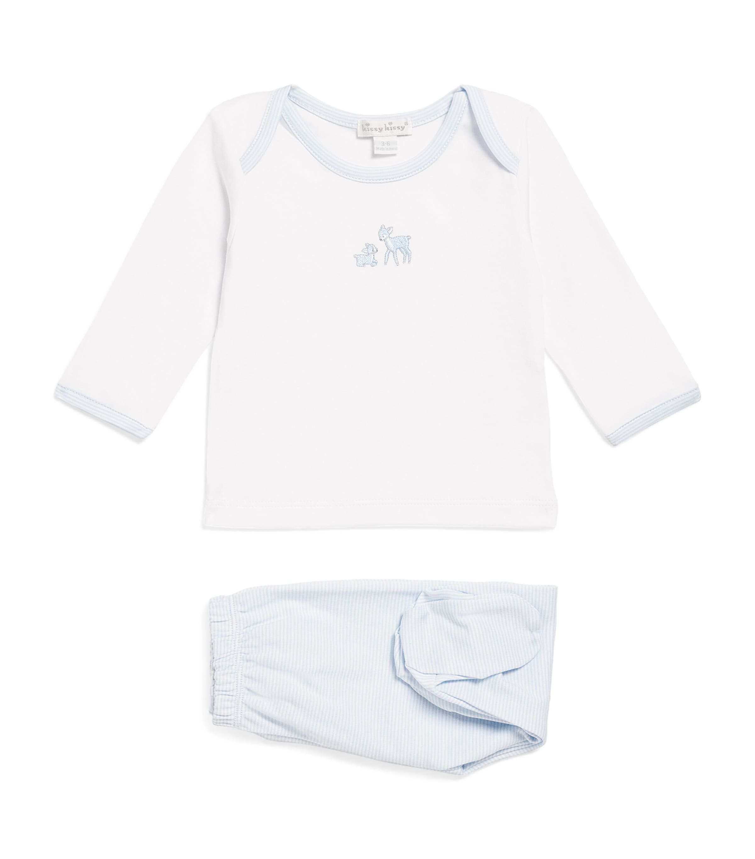 Pima Cotton Forest Fanfare Pyjama Set (0-6 Months) K191WHITE/LT BLUE Image 1