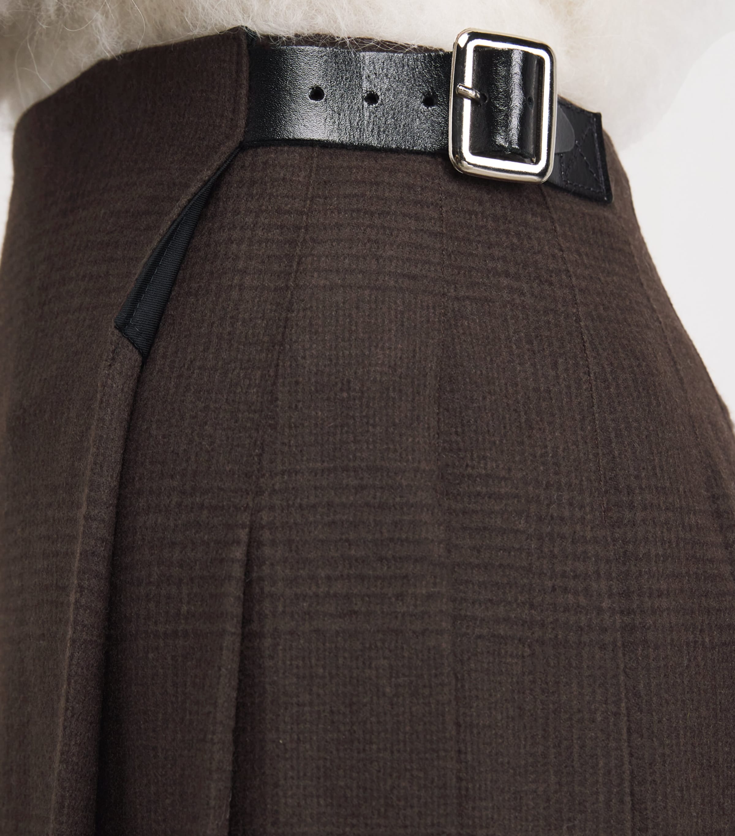 x Le Kilt Wool-Cashmere Tailored Midi Skirt RU7751BRWN SHDW CHCK Image 6