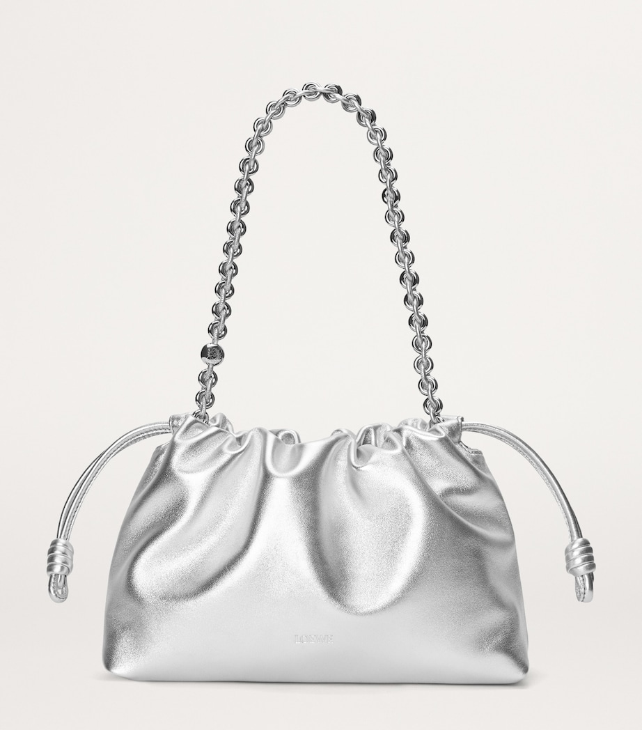 Medium Metallic Leather Flamenco Purse SILVER Image 2