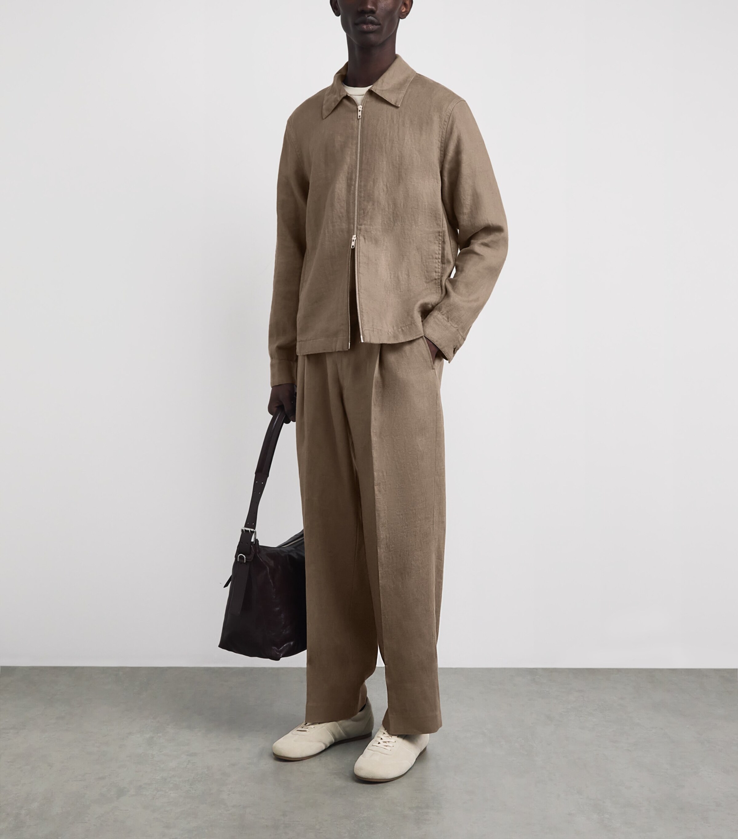 NN.07 Mens Linen Kay Wide-Leg Trousers Clay Mirage Image 2