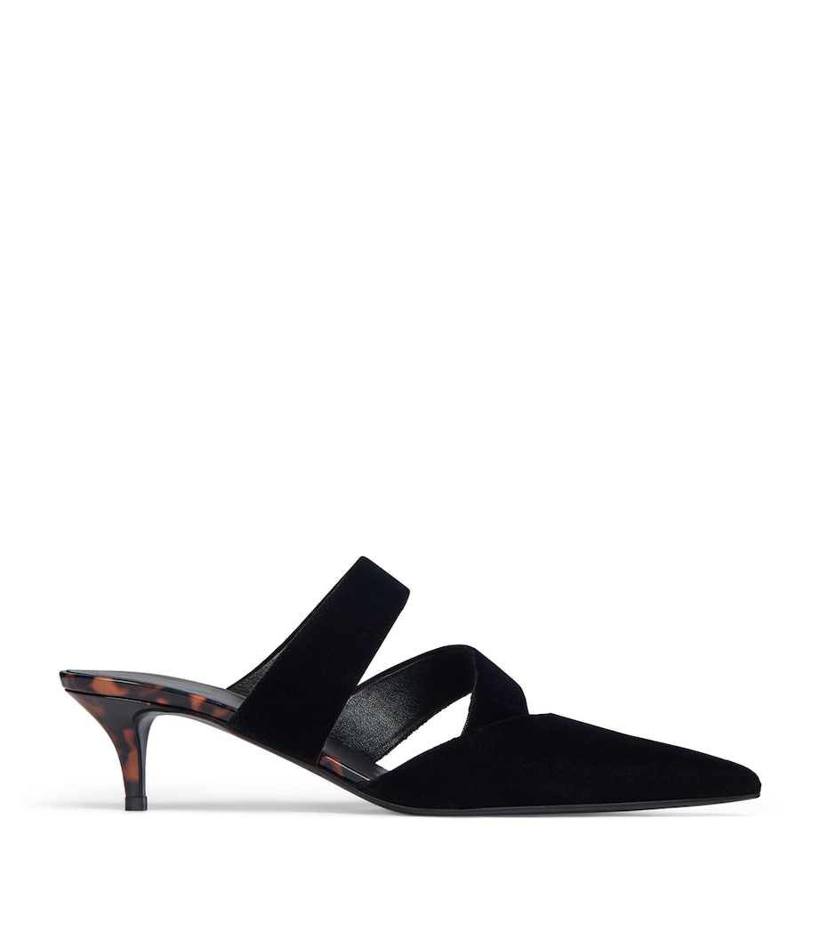 Balmain Velvet Heeled Mules 45 Eks Noir / Tartaruga Image 1