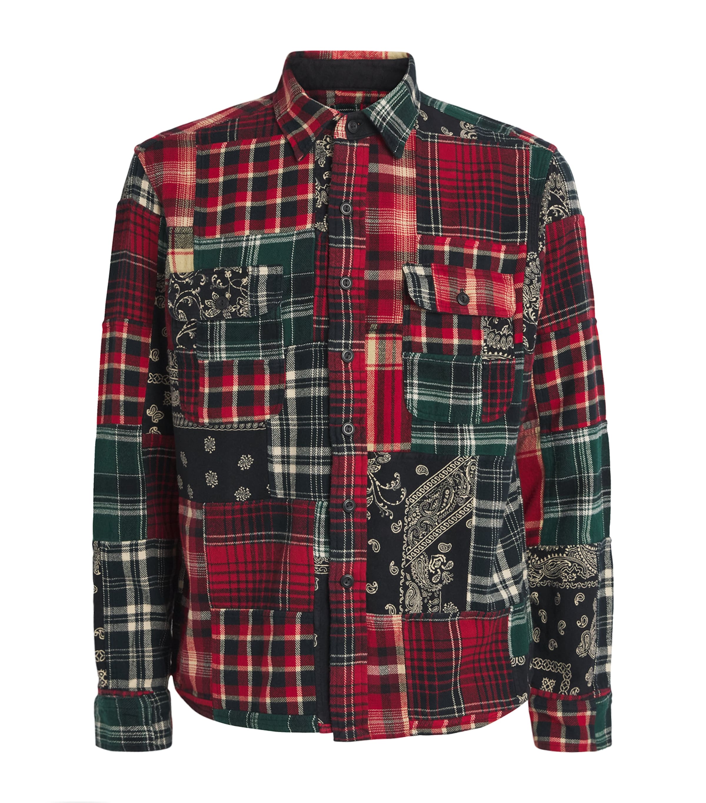 Polo Ralph Lauren Cotton Flannel Patchwork Shirt In Multi