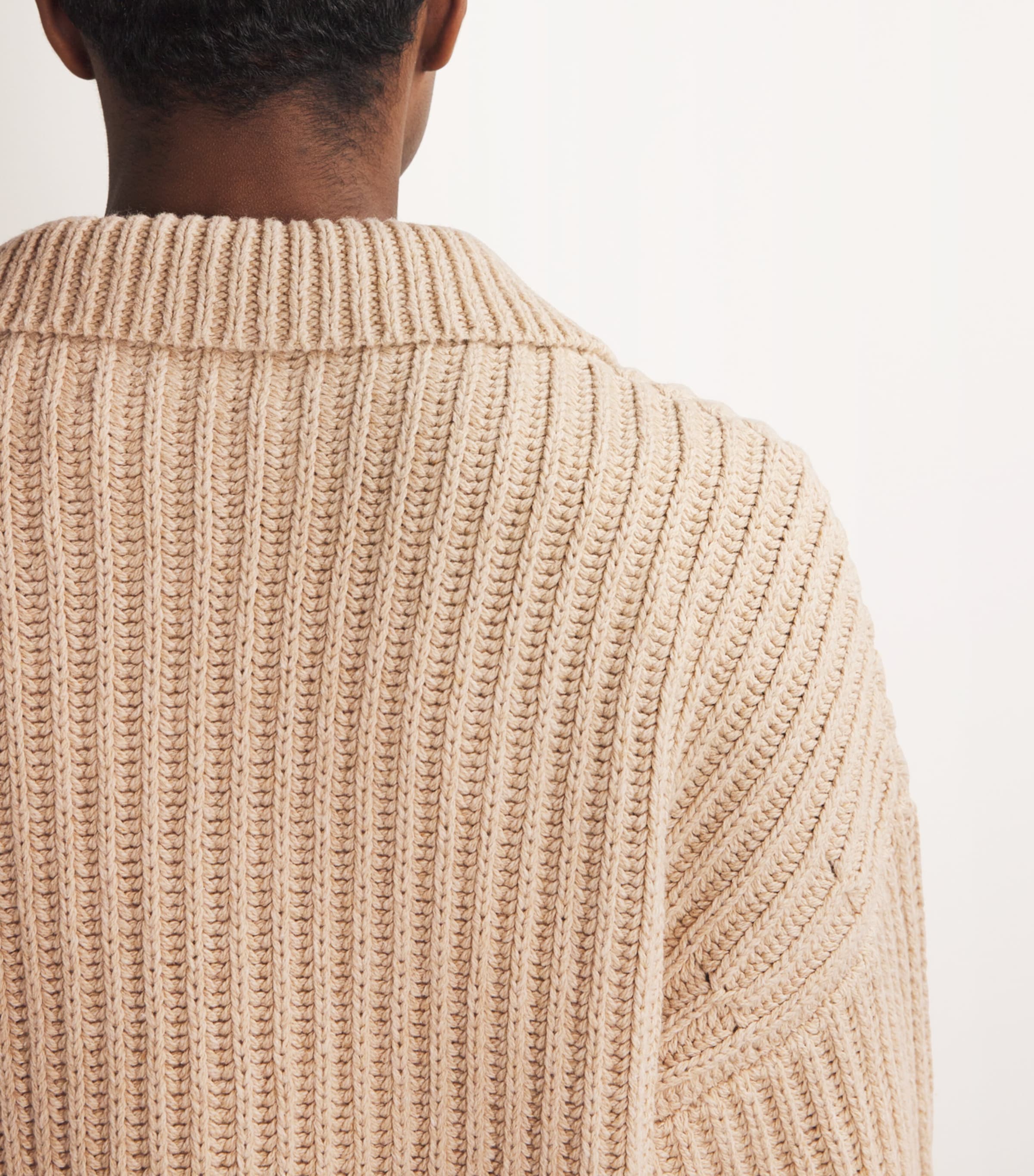 COMMAS Mens Cotton-Wool Fisherman Rib Cardigan Clay Image 6