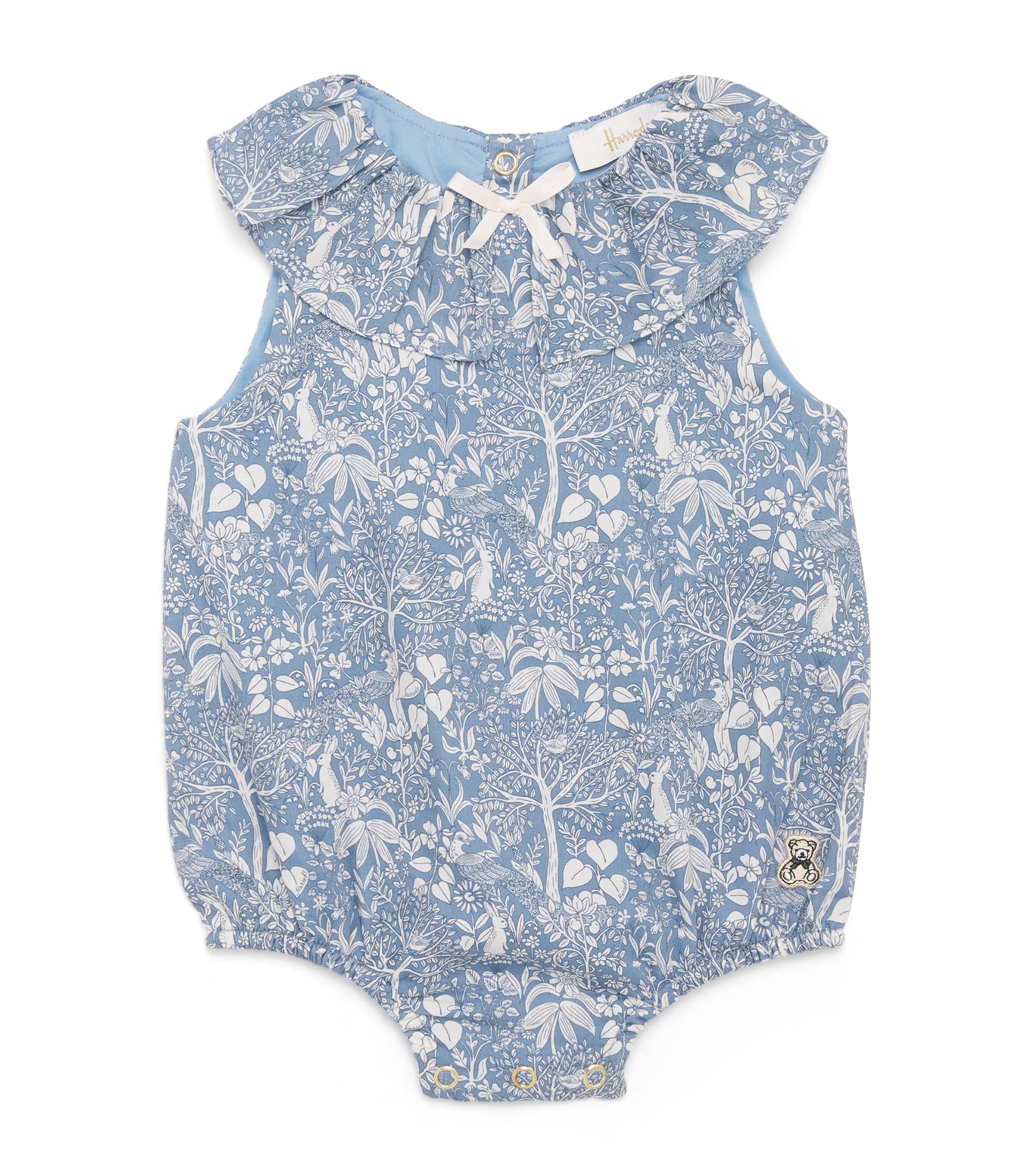 Harrods Cotton Woodland Bodysuit (0-18 Months) Blue Image 1