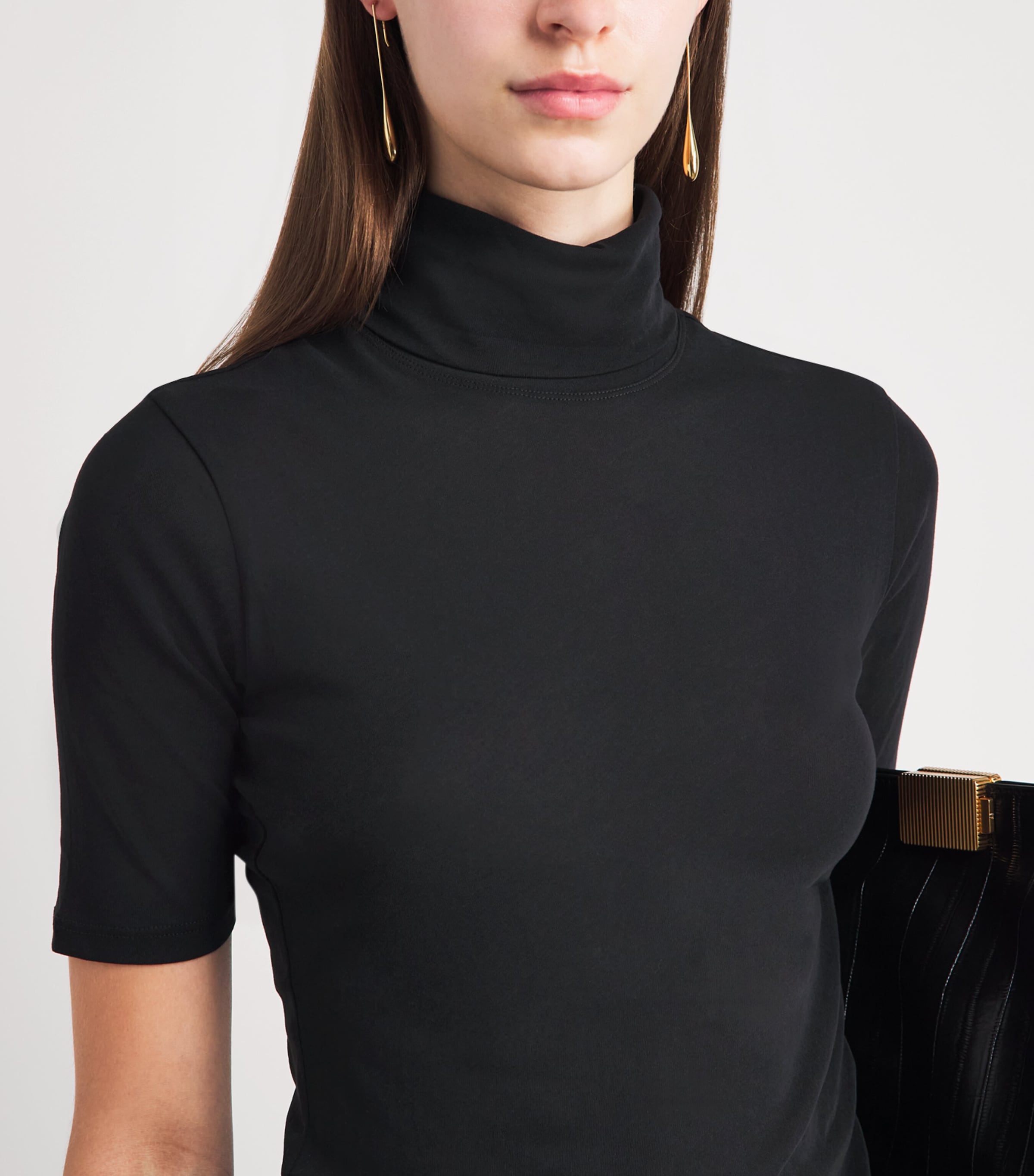 CAMILLA AND MARC Womens Cotton Dakota Funnel-Neck Top Dblk Black Image 3