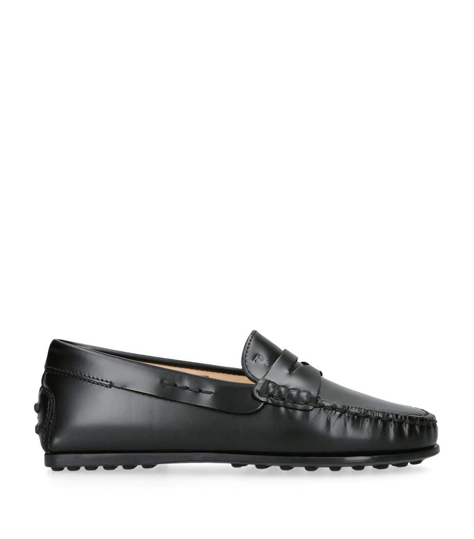Leather Mocassino Nuovo City Driving Shoes BLACK Image 1