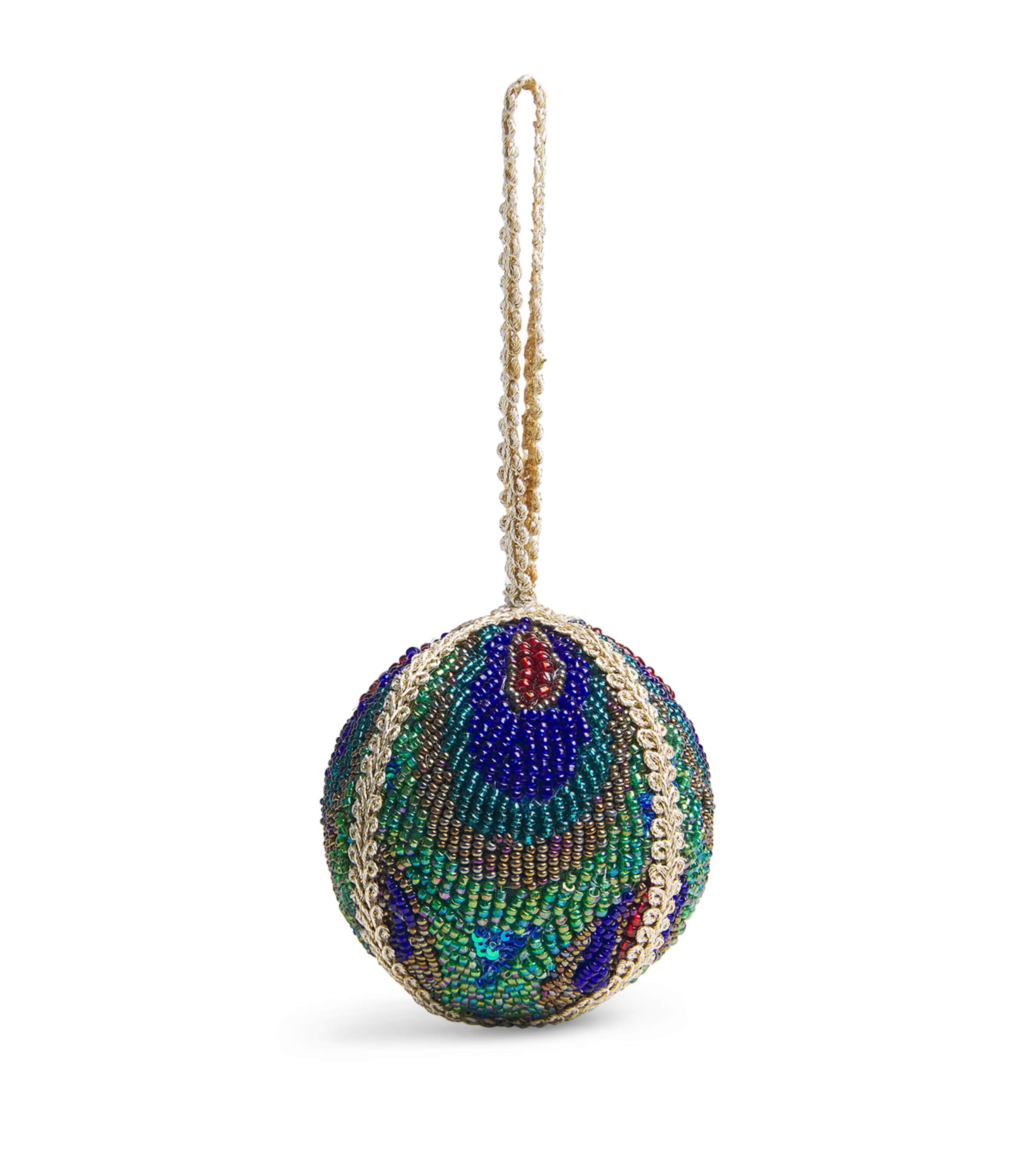 Sudha Pennathur Beaded Peacock Bauble In Multi