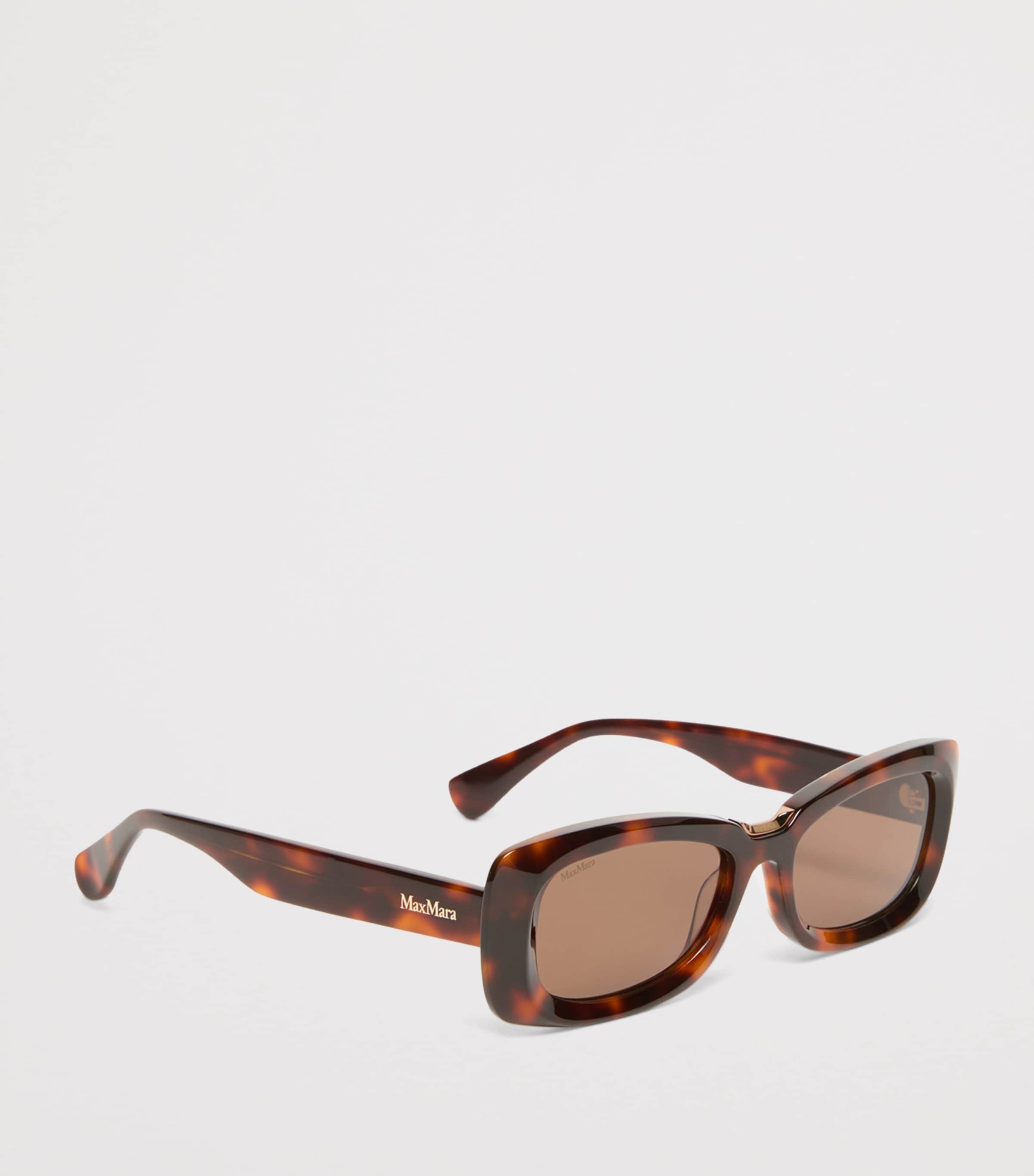 Max Mara Acetate Rectangular Sunglasses Tawny Bronze Brown Image 3