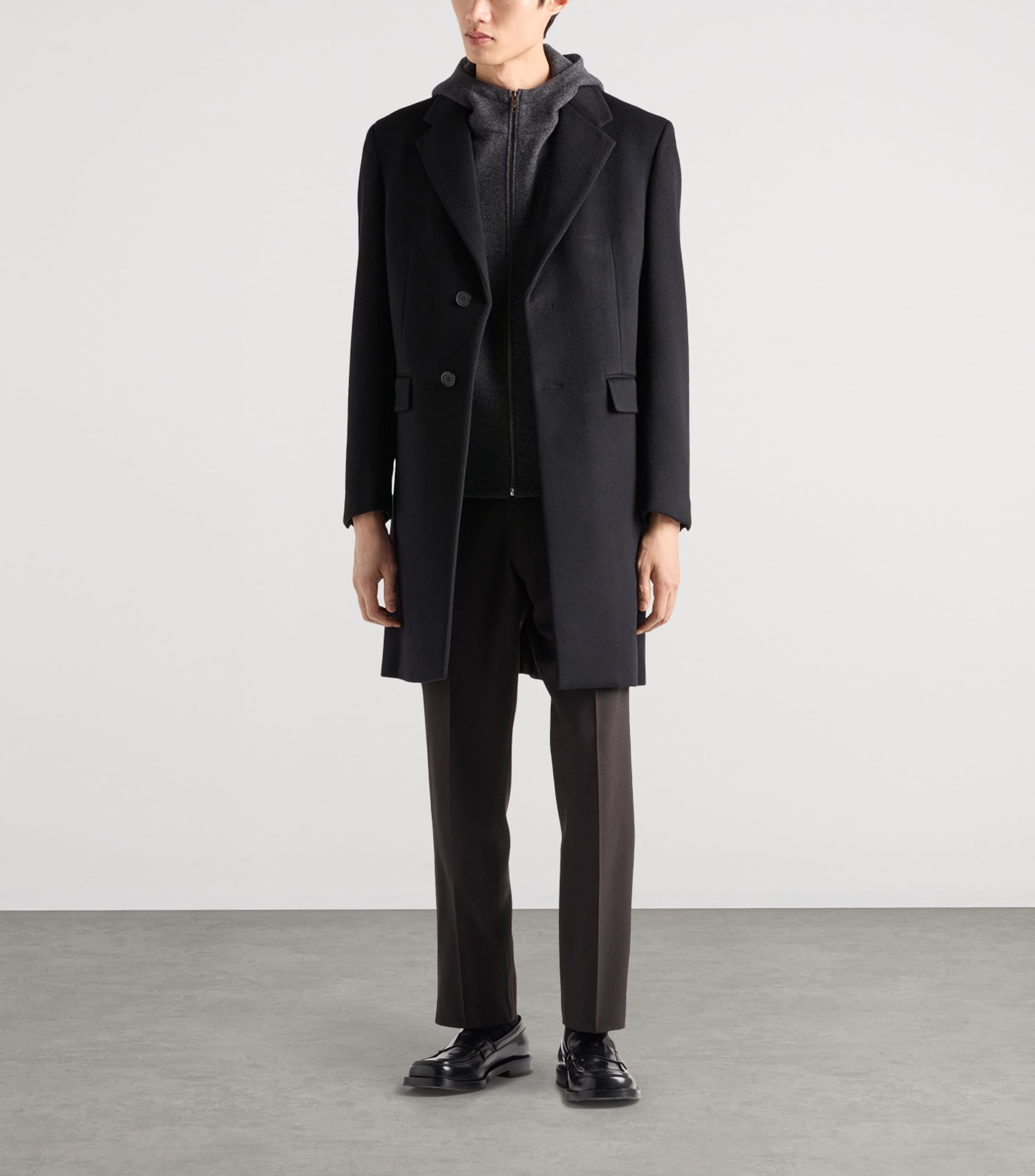 Wool-Cashmere Hooded Gilet F0AGF Image 2