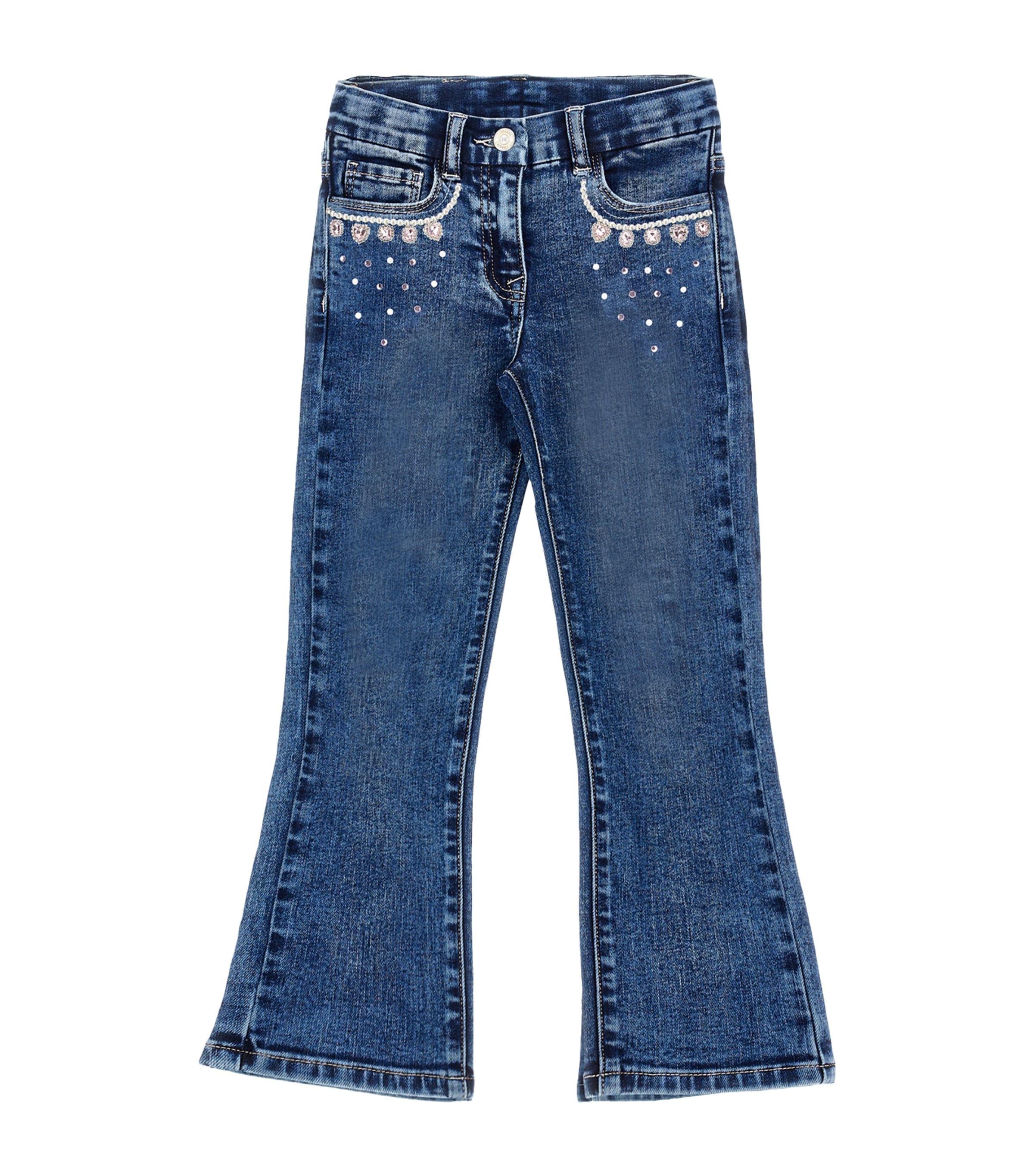 Monnalisa Jewel Jeans Mit Strasssteinen In Blue