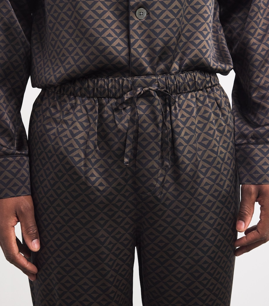 Silk Geometric Print Pyjama Set BLACK Image 6