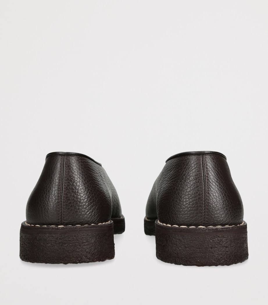 Leather Piped Slippers DARK BROWN Image 2