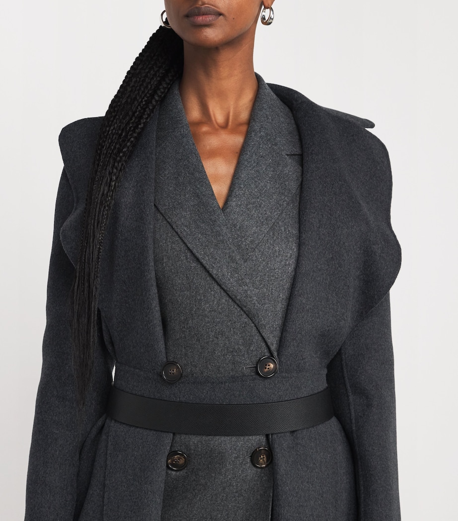 Virgin Wool Wrap Coat DARK GREY Image 6