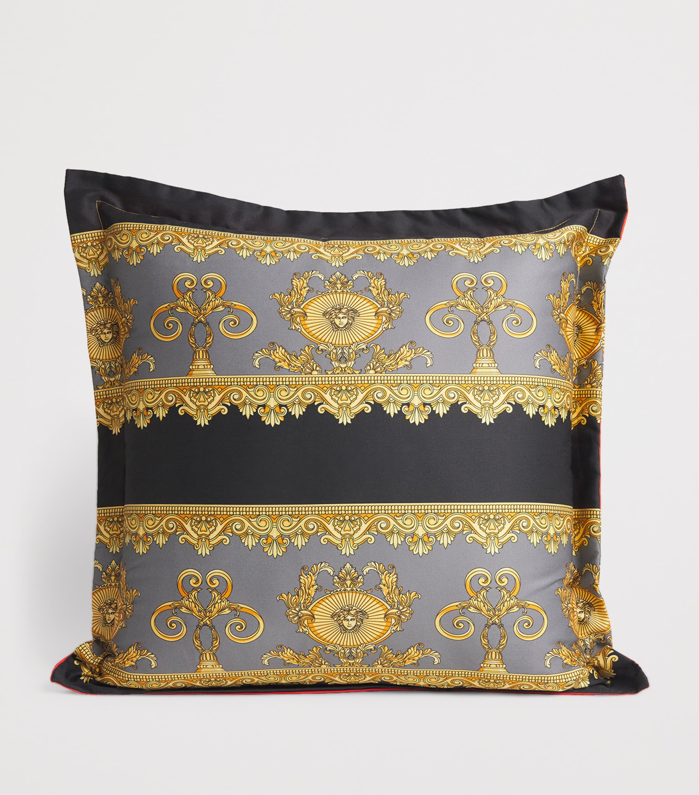 Terry Satin I Love Baroque Cushion (45cm x 45cm) SCRLT/ELEPHNT GREY Image 2