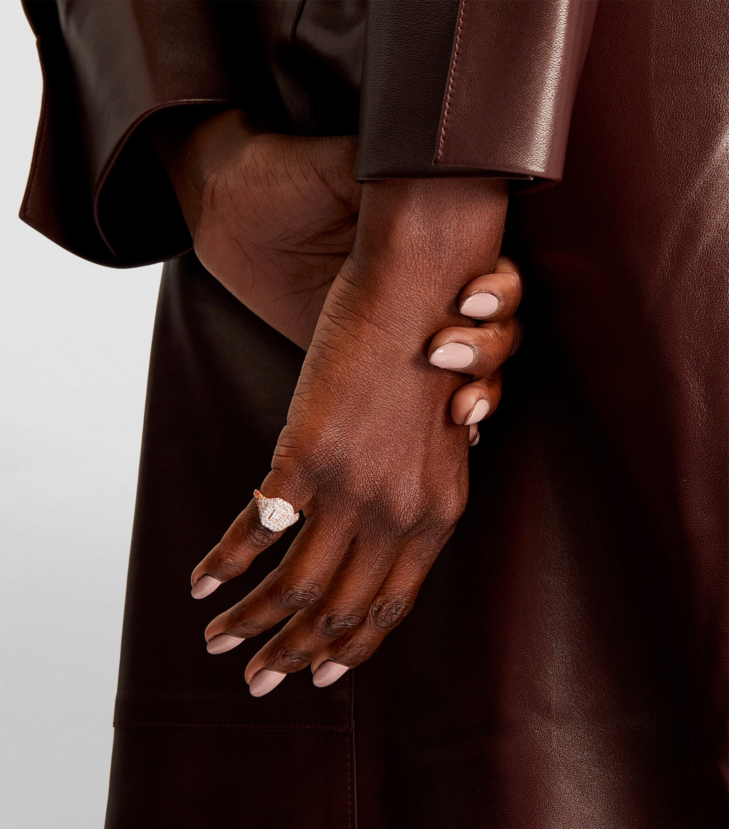 Rose Gold and Diamond New Modern Pinky Ring ROSE GOLD Image 4