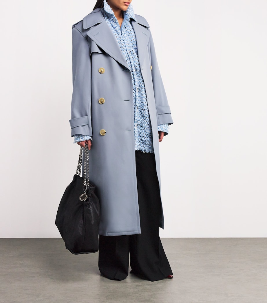 Stella McCartney Womens Wool-Blend Trench Coat Mist Image 2