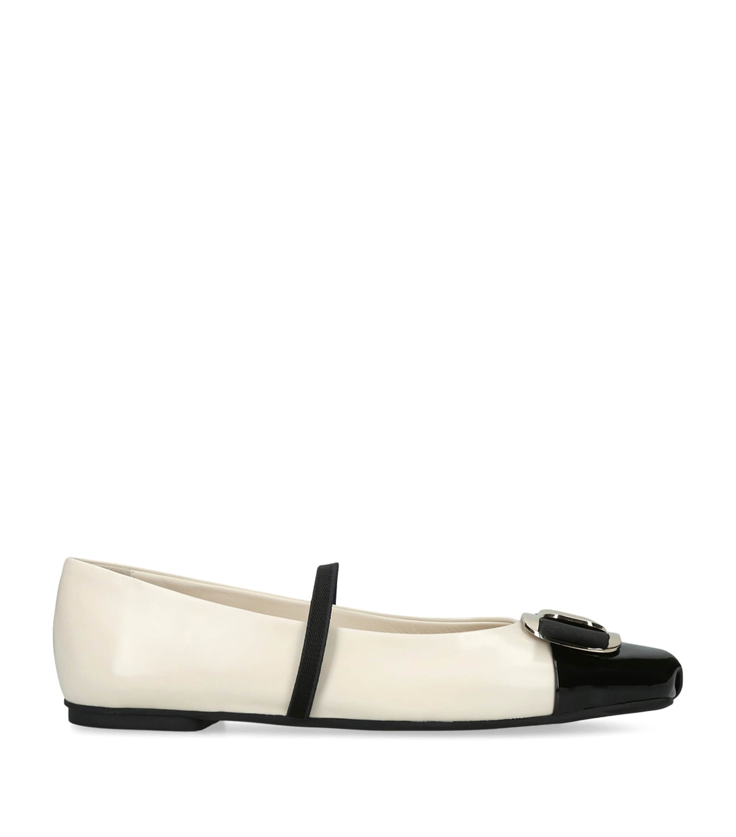 Ferragamo Vara Plate Two-tone Ballet Shoes In Neutral