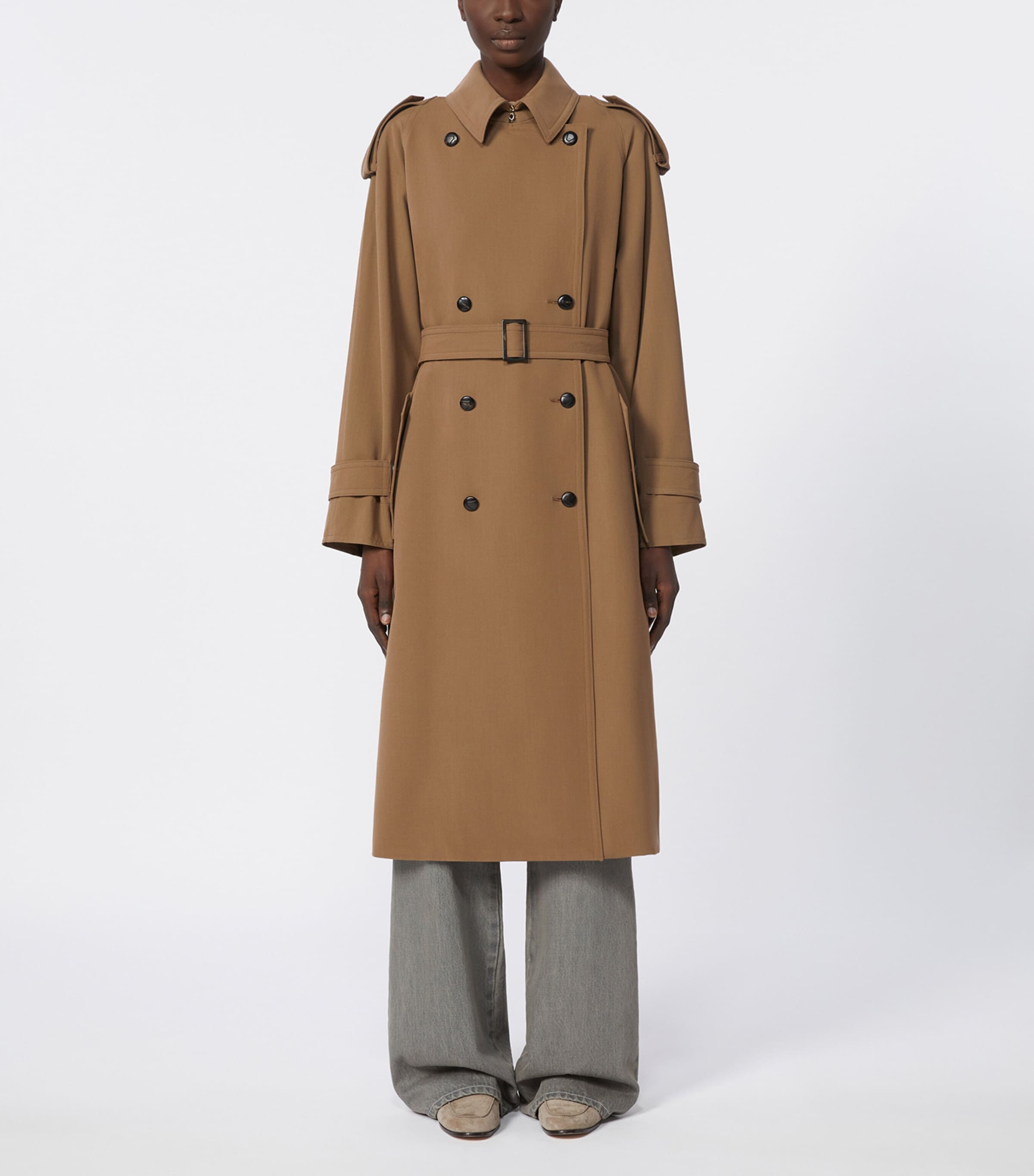 Virgin Wool Trench Coat BROWN Image 2