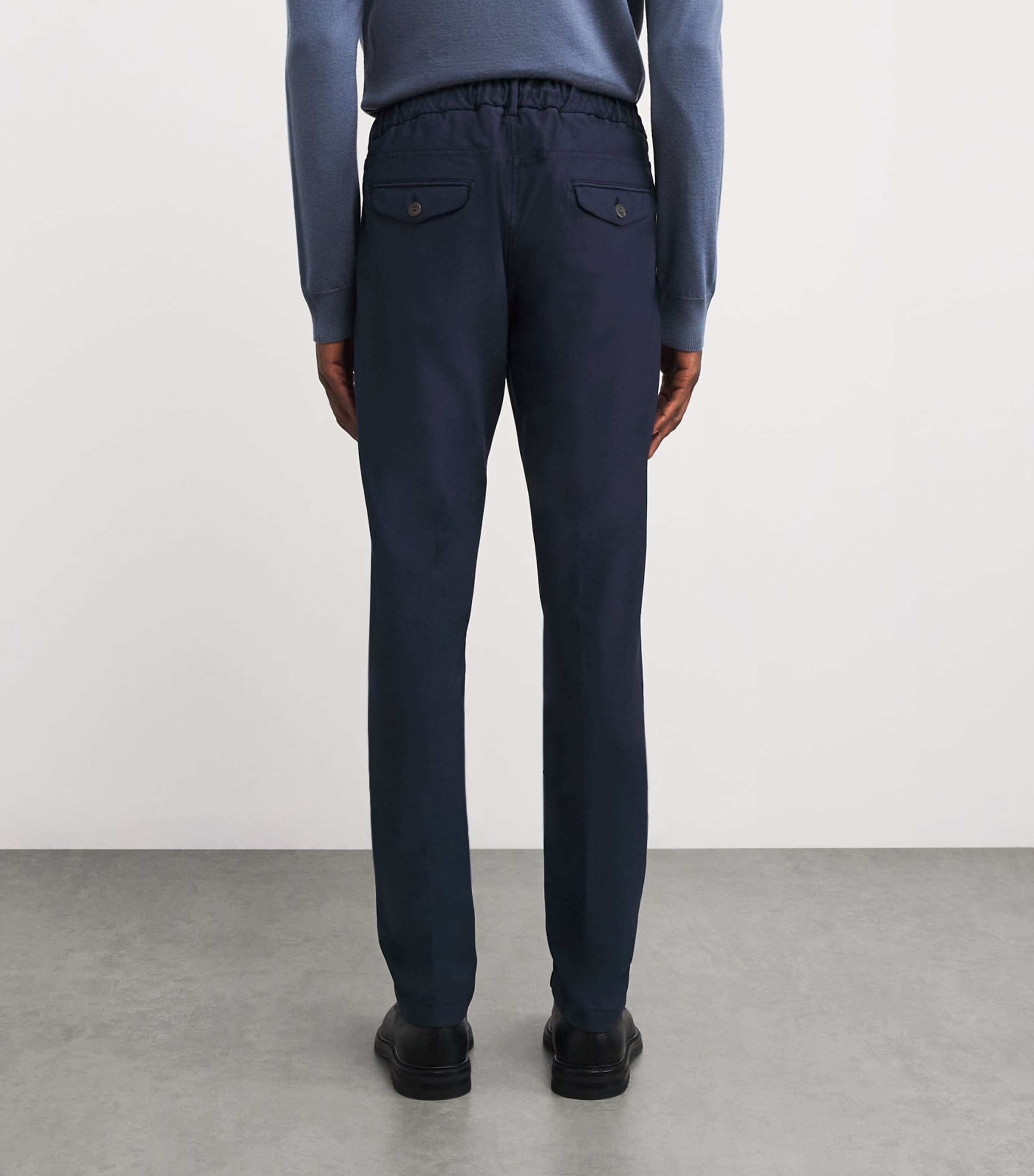 Eleventy Mens Cotton-Blend Drawstring Trousers Blu Image 4