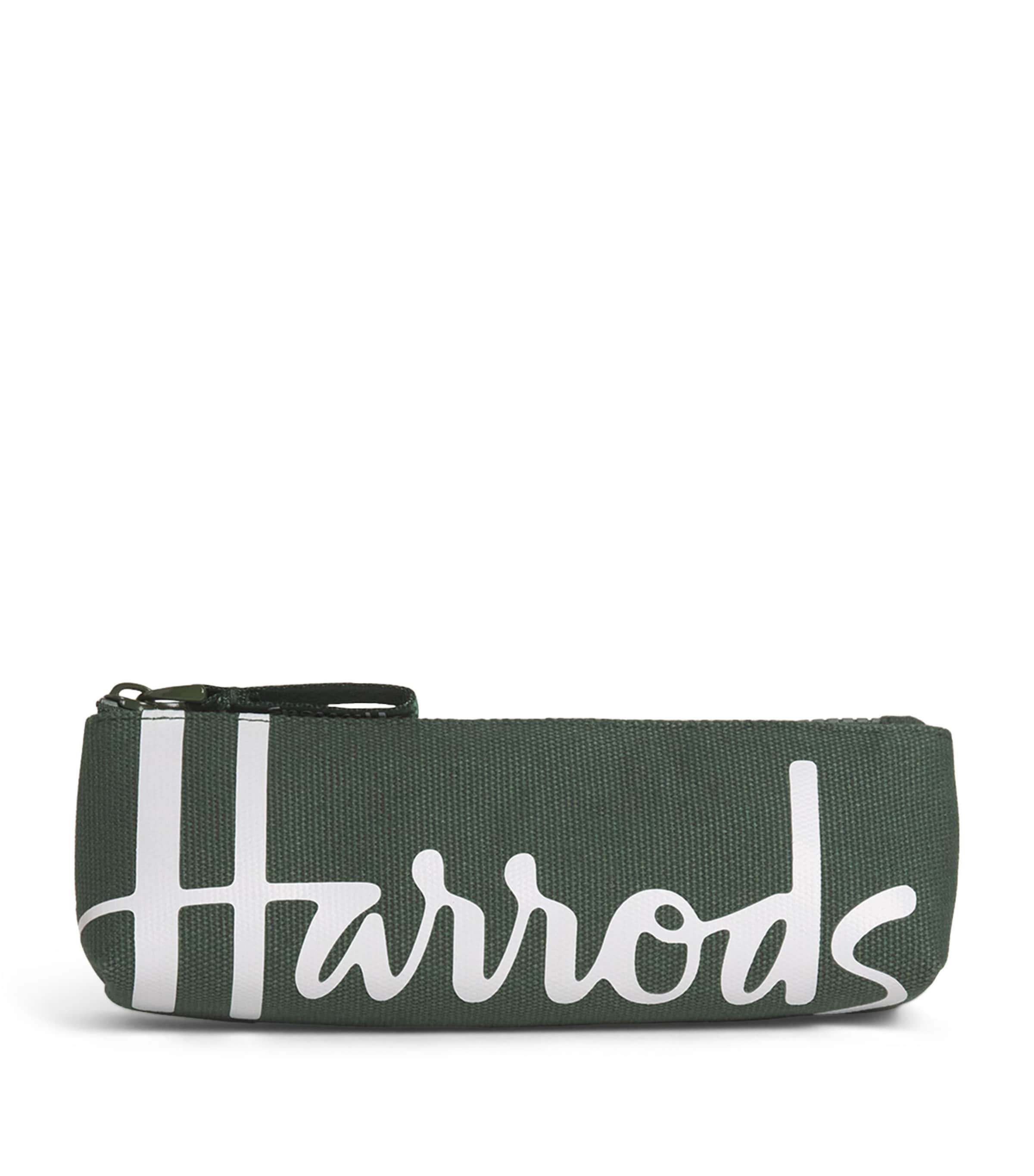 Harrods Cotton Logo Pencil Case In Green