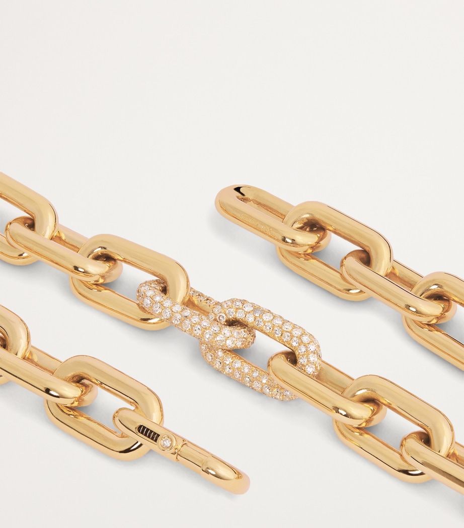 Yellow Gold and Diamond Pavé Link Necklace YELLOW GOLD Image 5