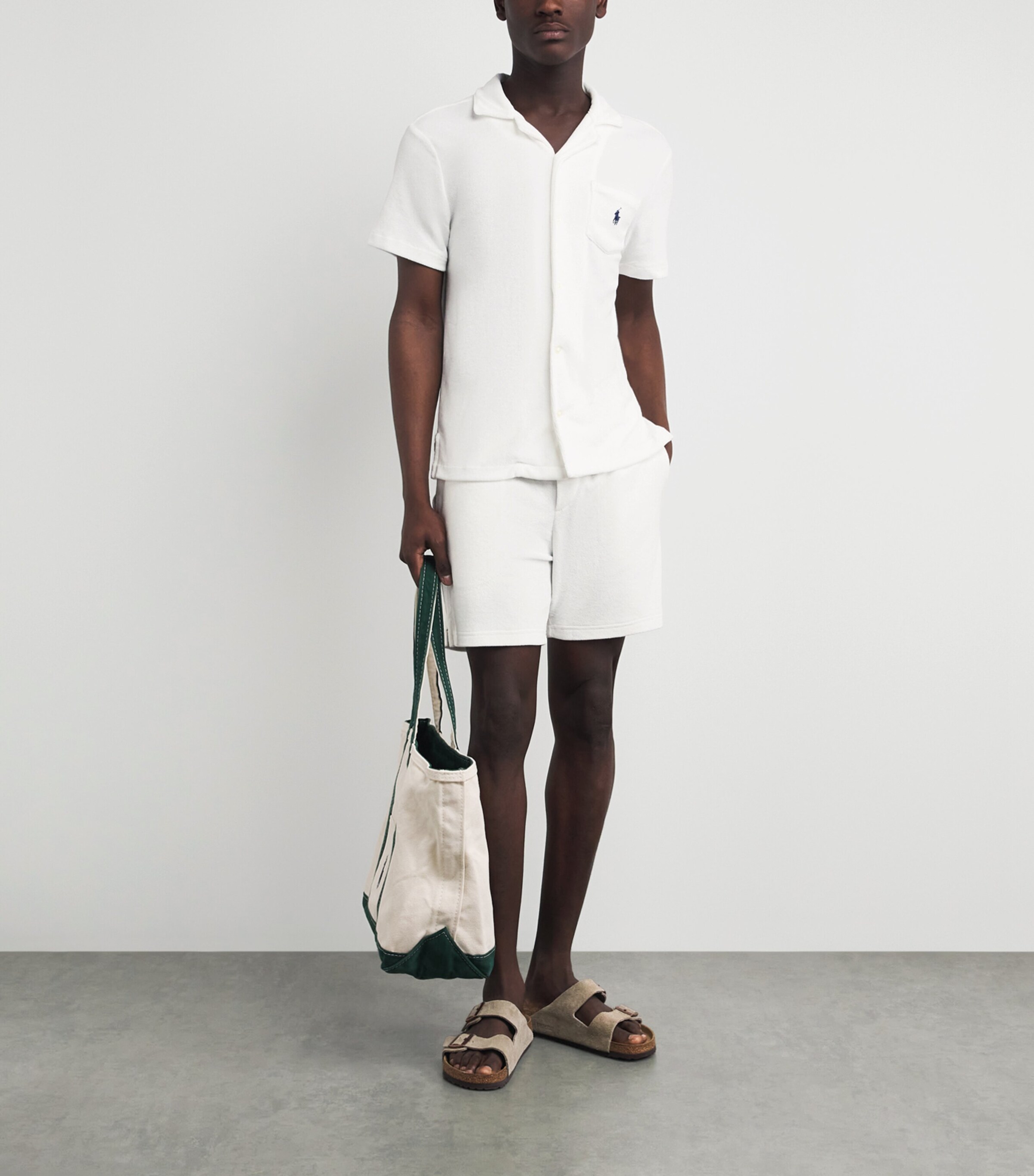 Polo Ralph Lauren Mens Cotton Terry Short-Sleeve Shirt White Image 2