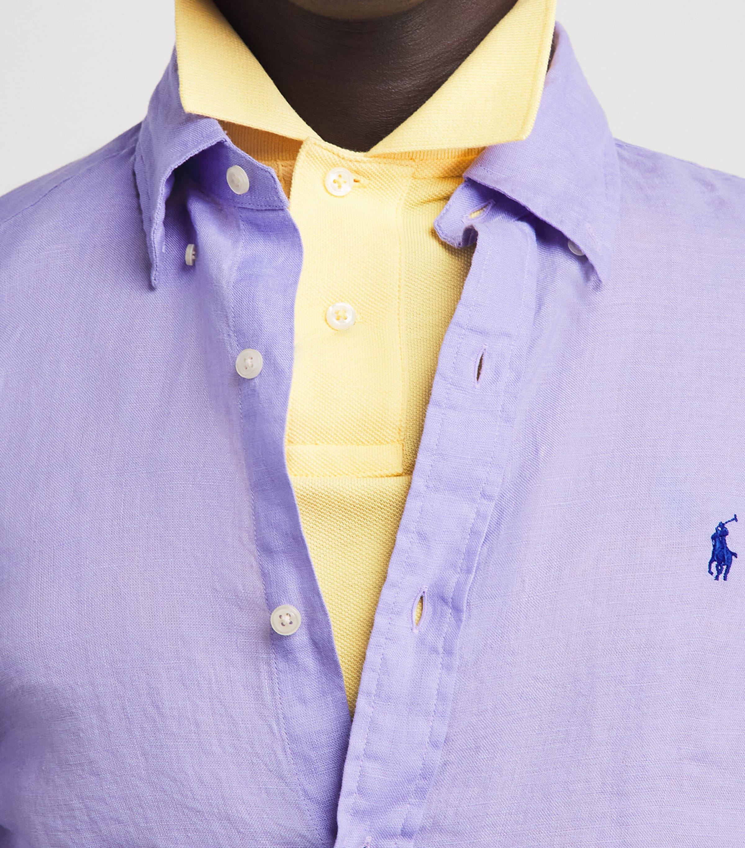 Polo Ralph Lauren Mens Linen Custom-Fit Shirt Sky Lavender Image 3