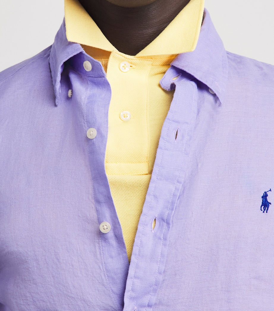 Polo Ralph Lauren Mens Linen Custom-Fit Shirt Sky Lavender Image 3