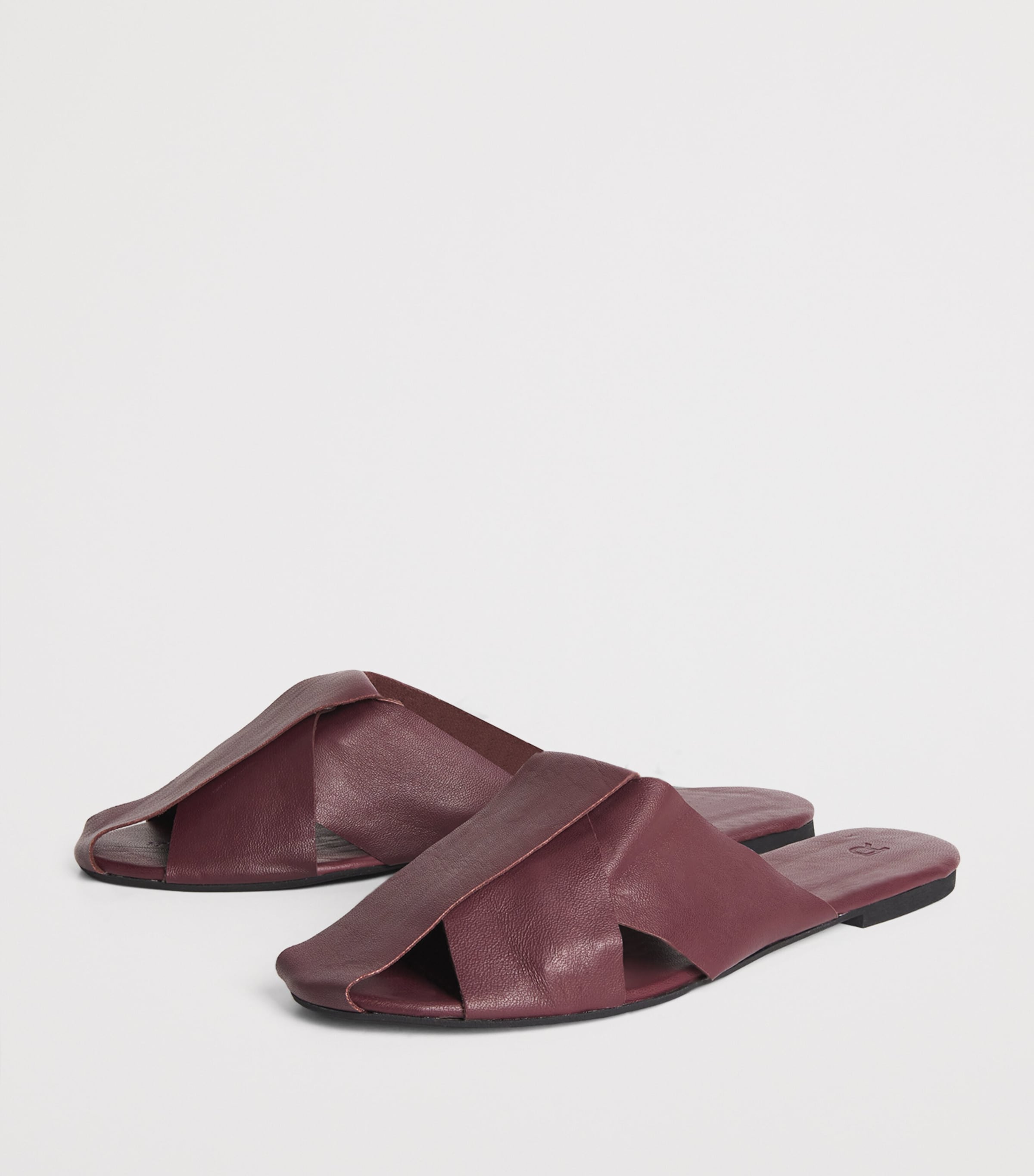 Leather Mules BURGUNDY Image 3