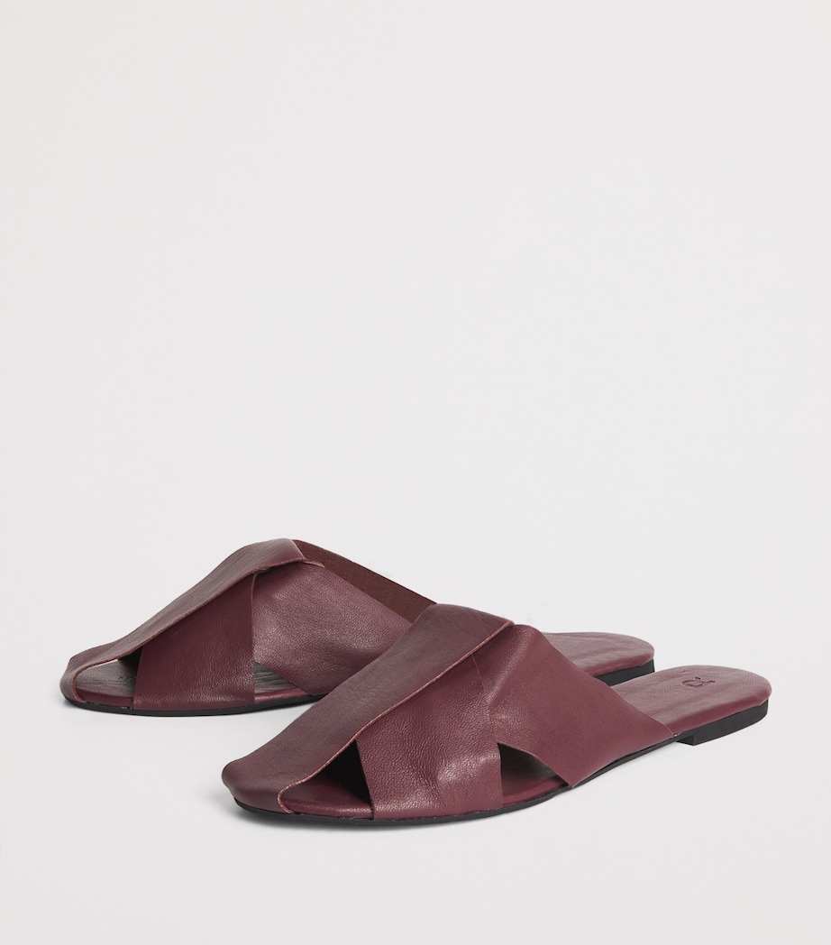 Leather Mules BURGUNDY Image 3