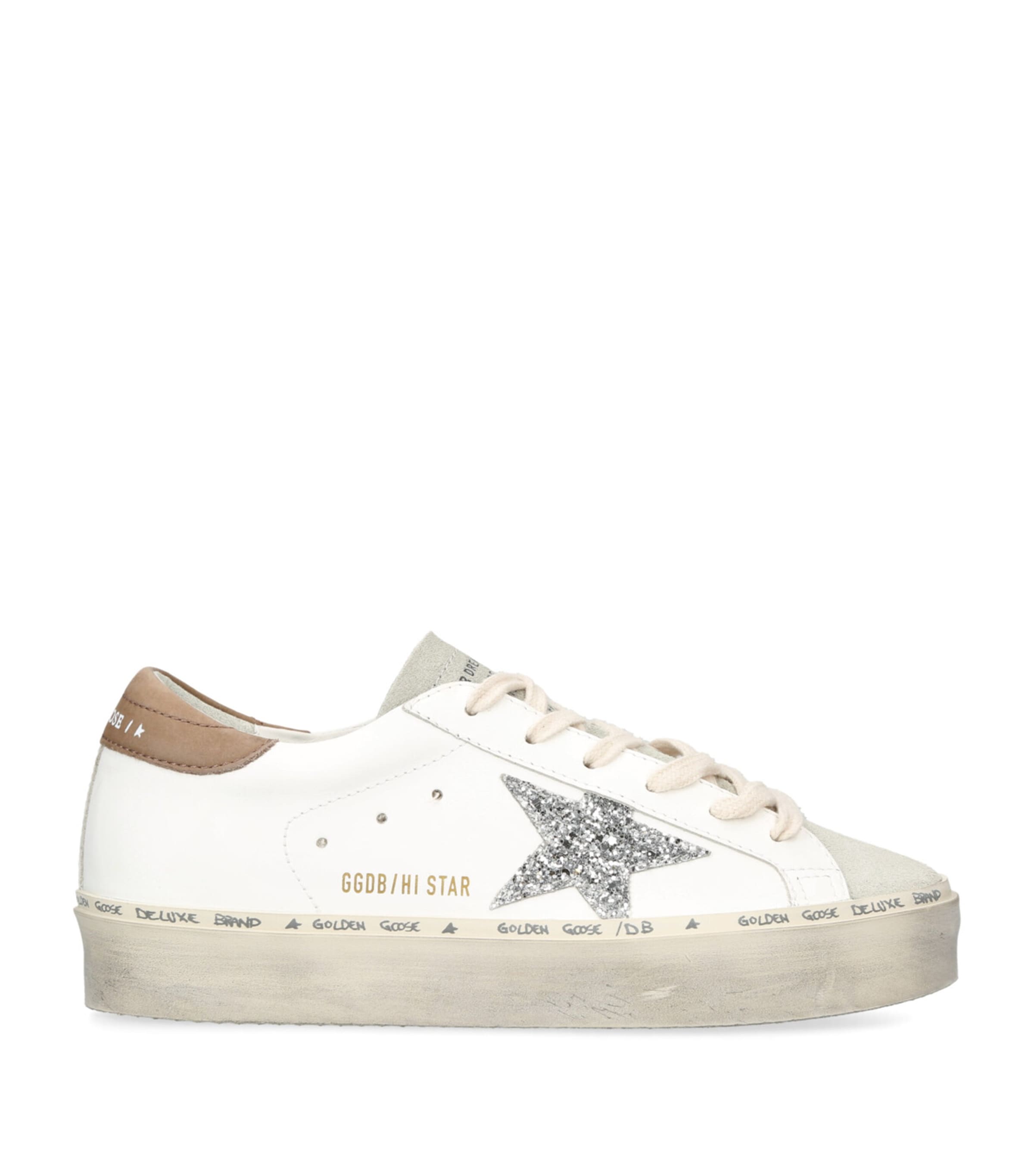 Golden Goose Leather Hi Star Sneakers In White