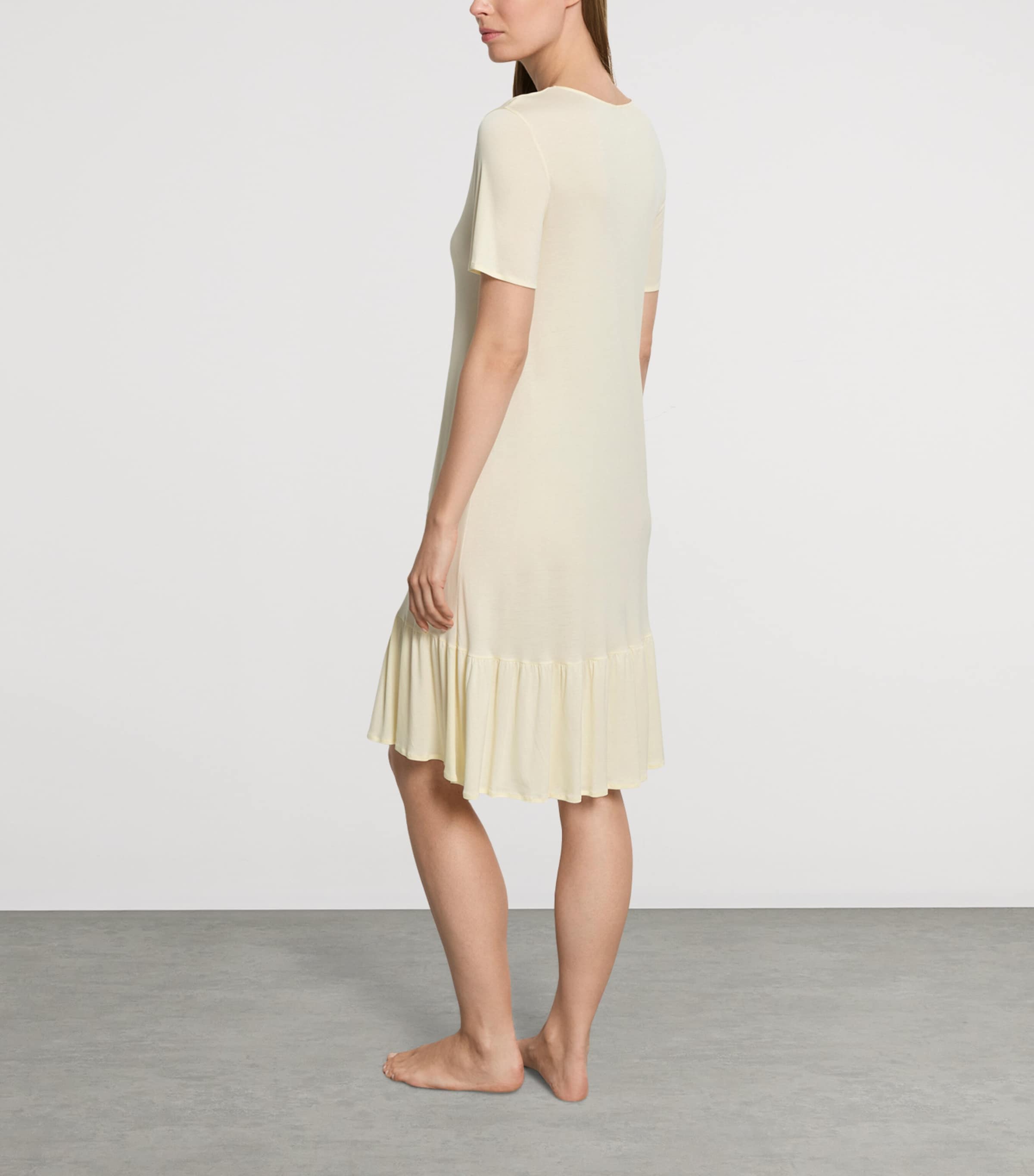 Hanro Womens Ruffle-Trim Isabella Nightdress Lemon Cake Image 3