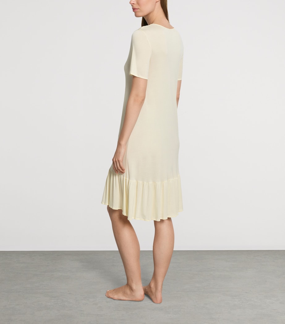 Hanro Womens Ruffle-Trim Isabella Nightdress Lemon Cake Image 3