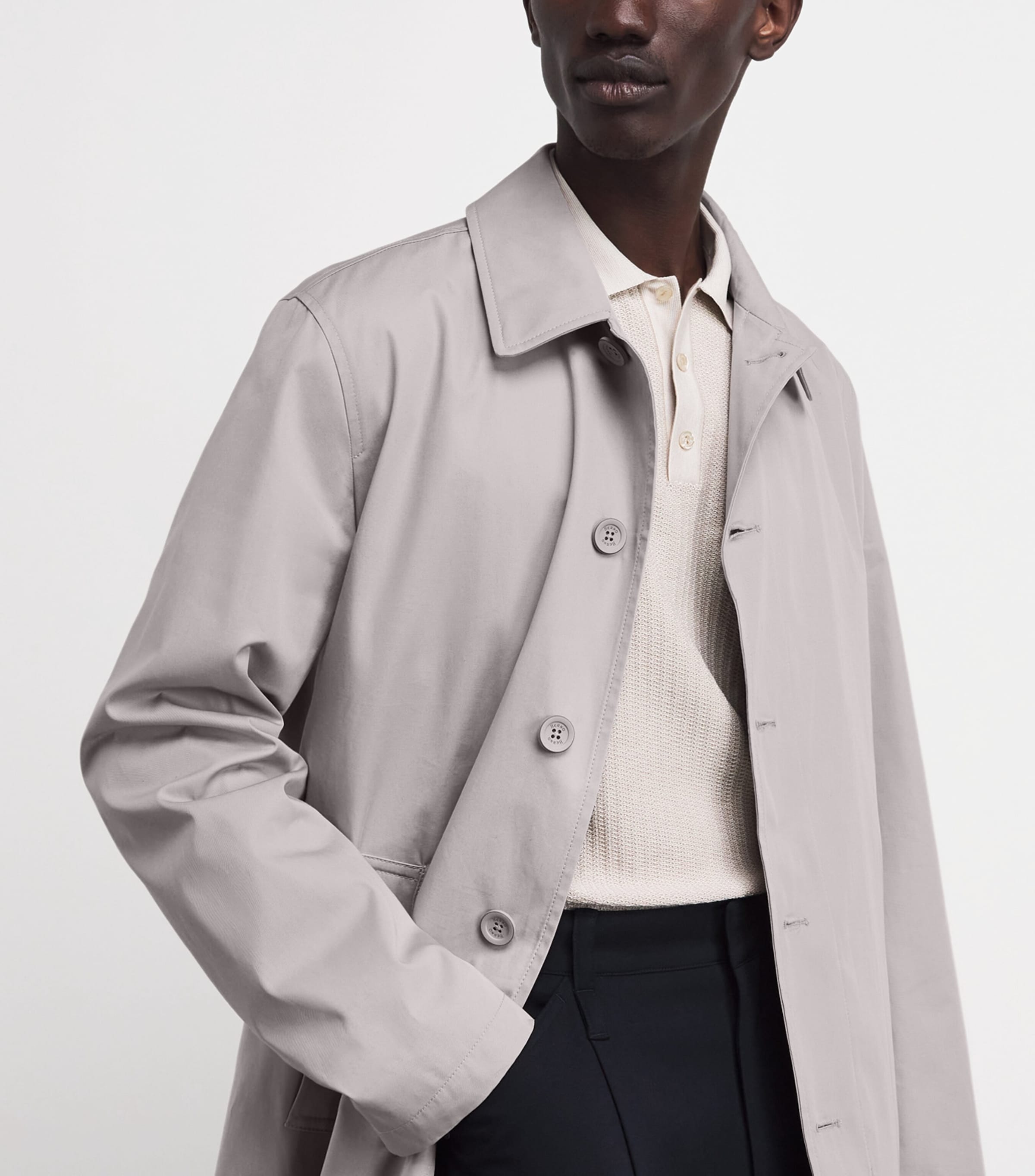 Herno Mens Cotton Twill Overcoat Gray Image 3