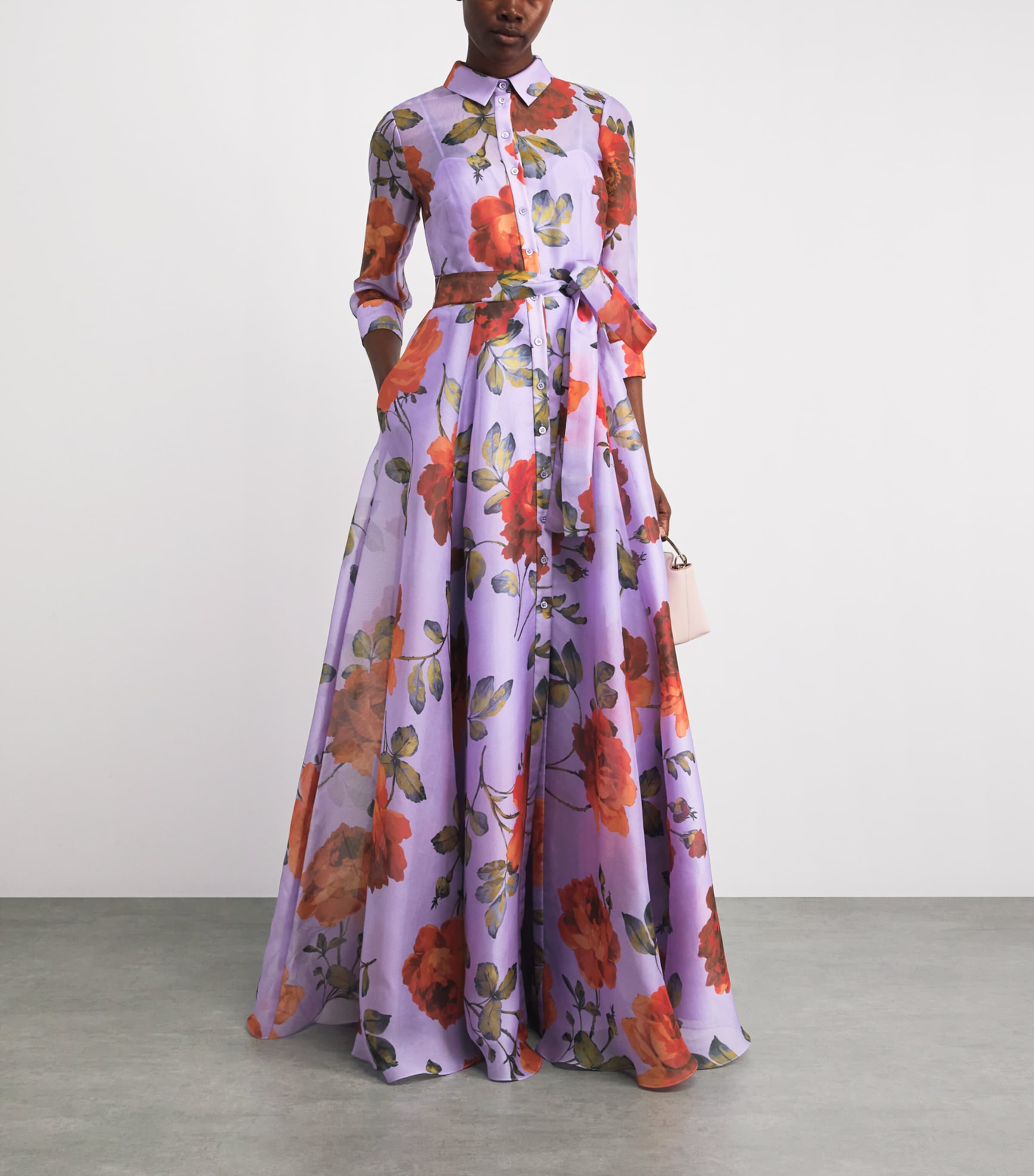 Carolina Herrera Womens Silk Floral Gown Violeta Multi Image 2
