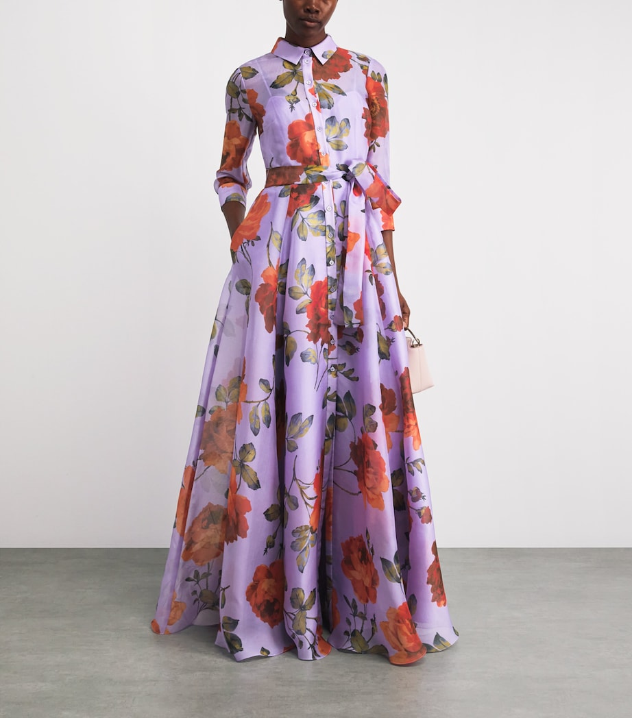 Carolina Herrera Womens Silk Floral Gown Violeta Multi Image 2