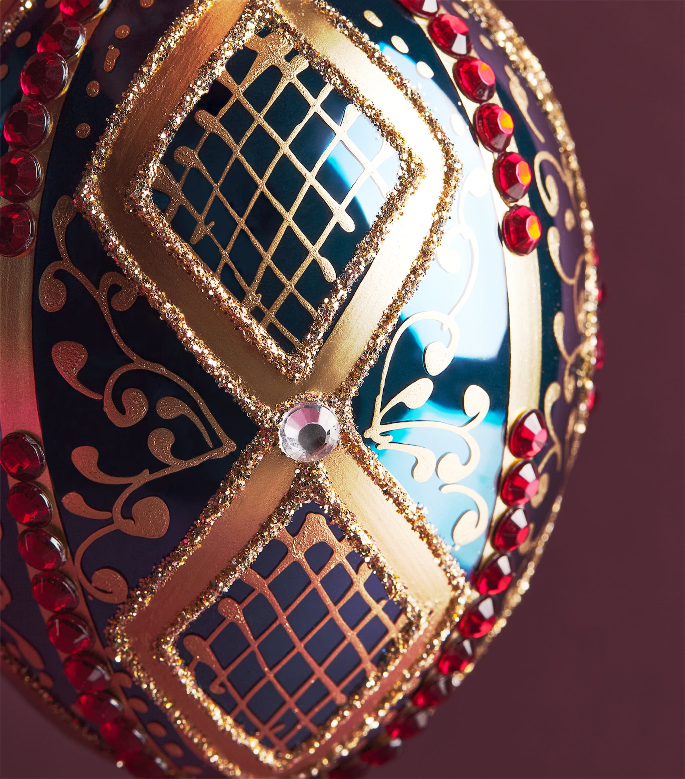 Harrods Crystal-Embellished Egg Bauble Navy Blue Lacquer Image 2