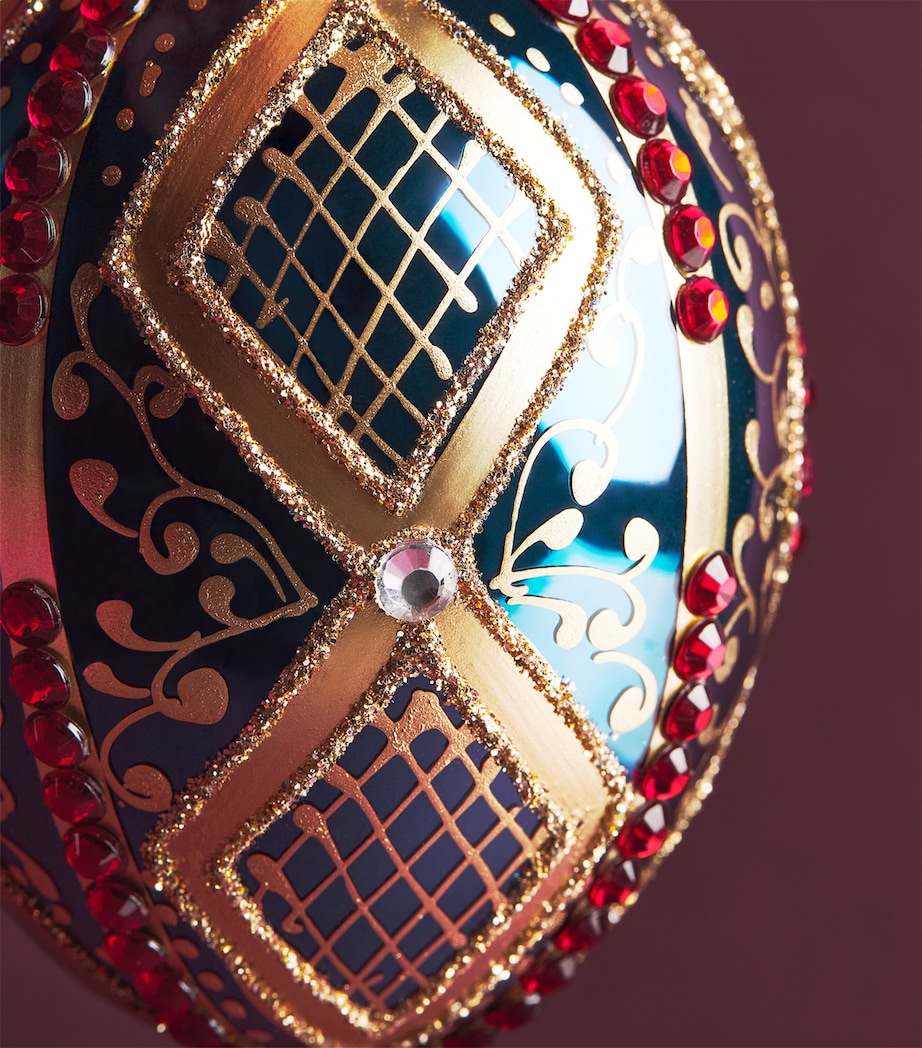 Harrods Crystal-Embellished Egg Bauble Navy Blue Lacquer Image 2