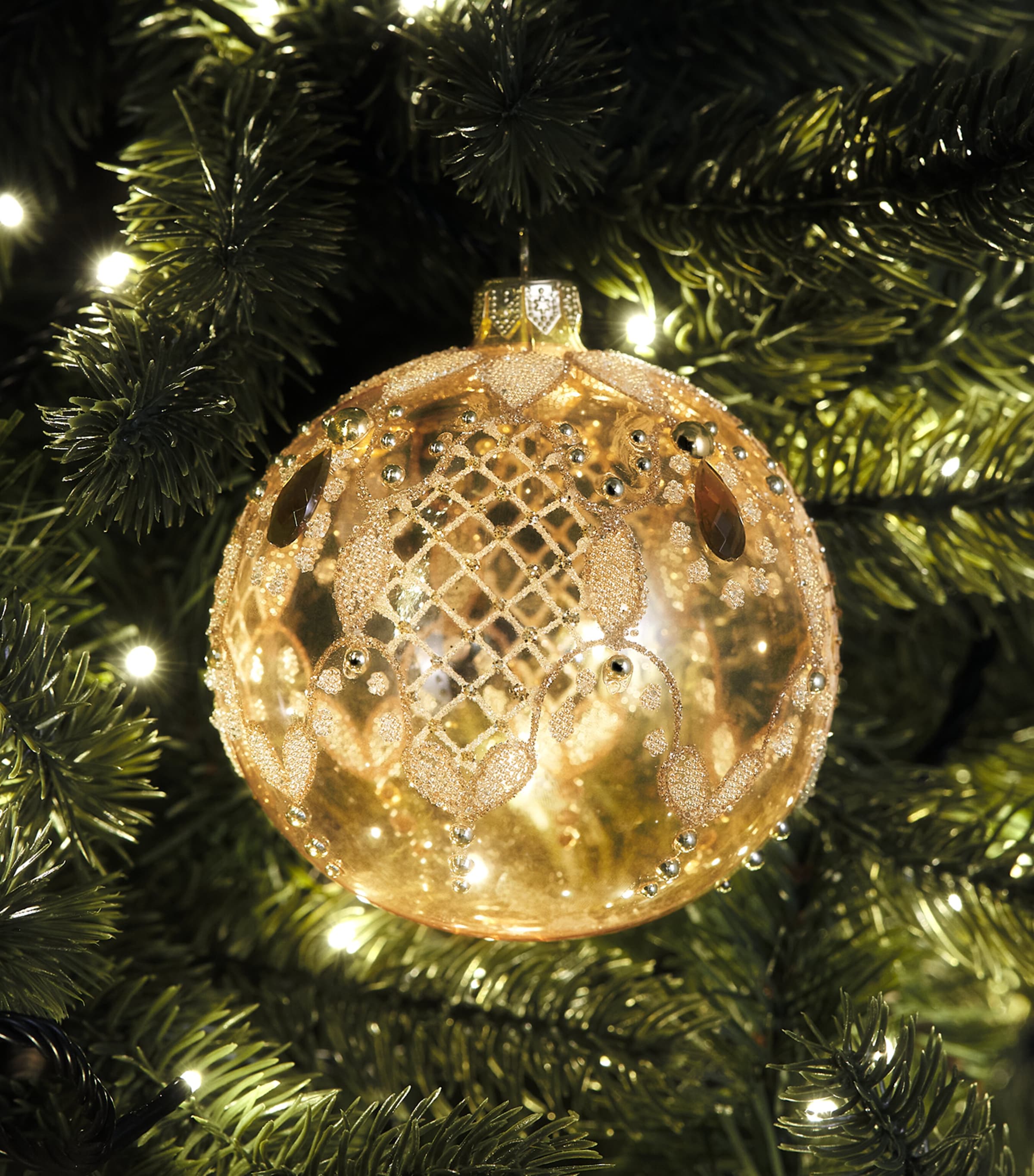 Harrods Glass Embellished Bauble Beige Transparent Image 3