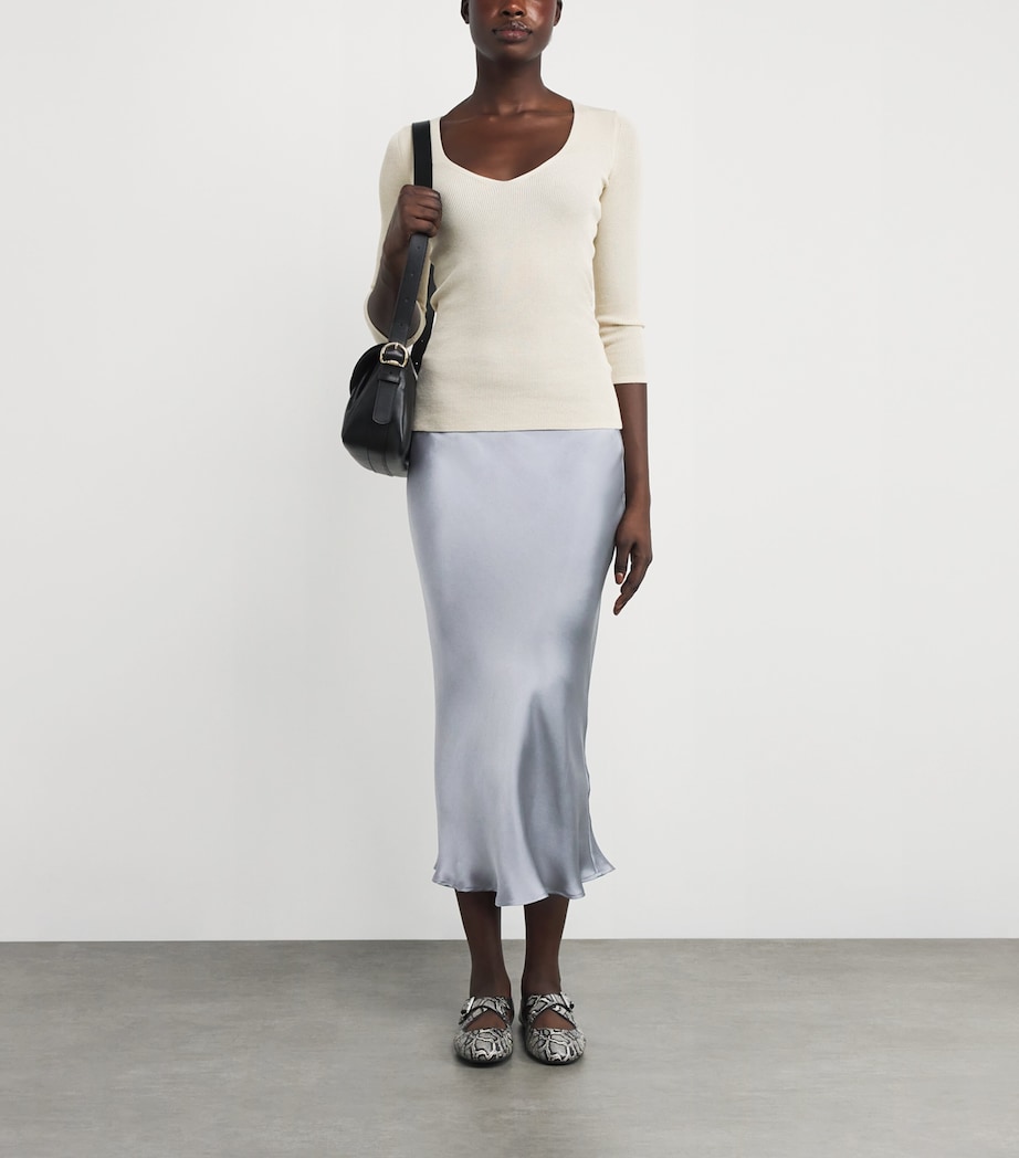 Silk Bar Maxi Skirt LIGHT BLUE Image 2